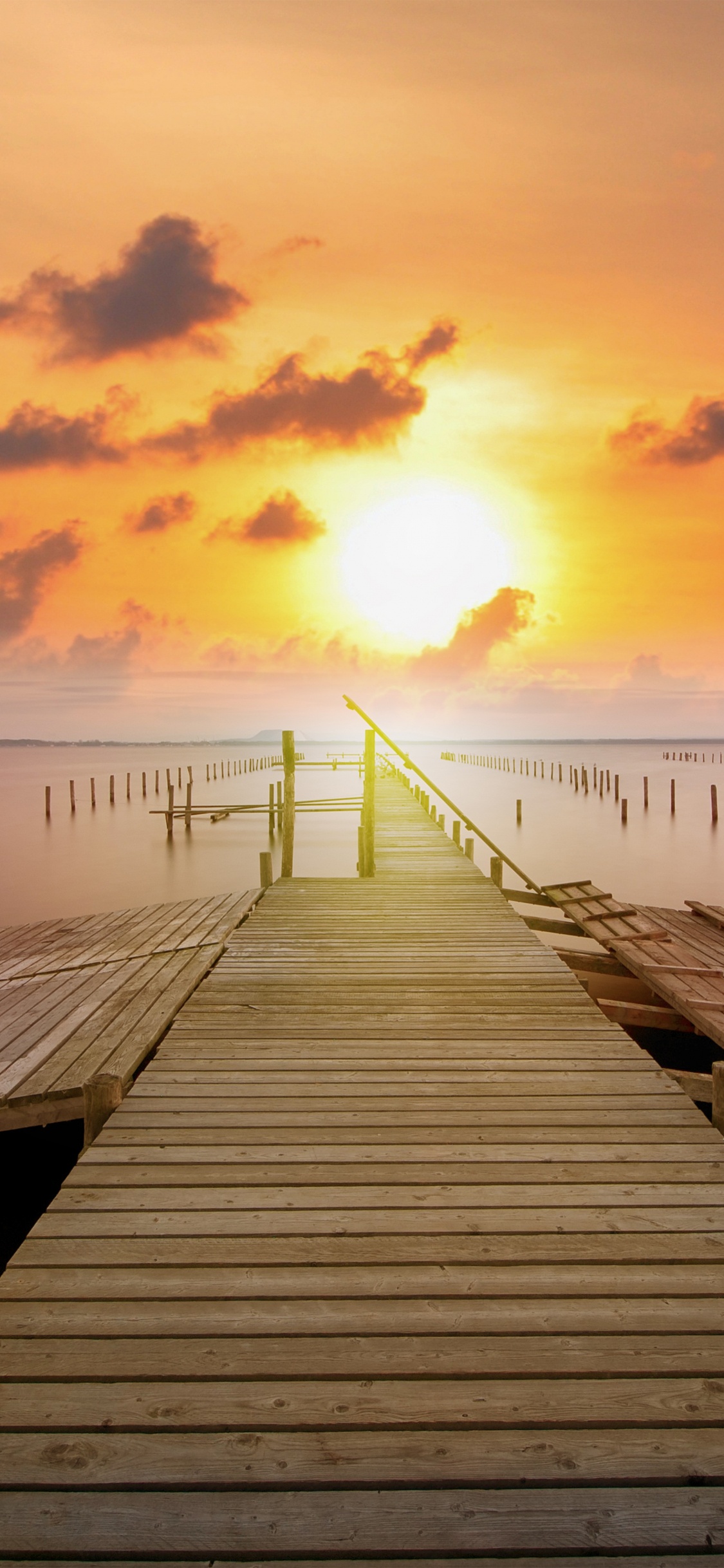 Sonnenuntergang, Sonnenaufgang, Natur, Dock, Horizont. Wallpaper in 1125x2436 Resolution