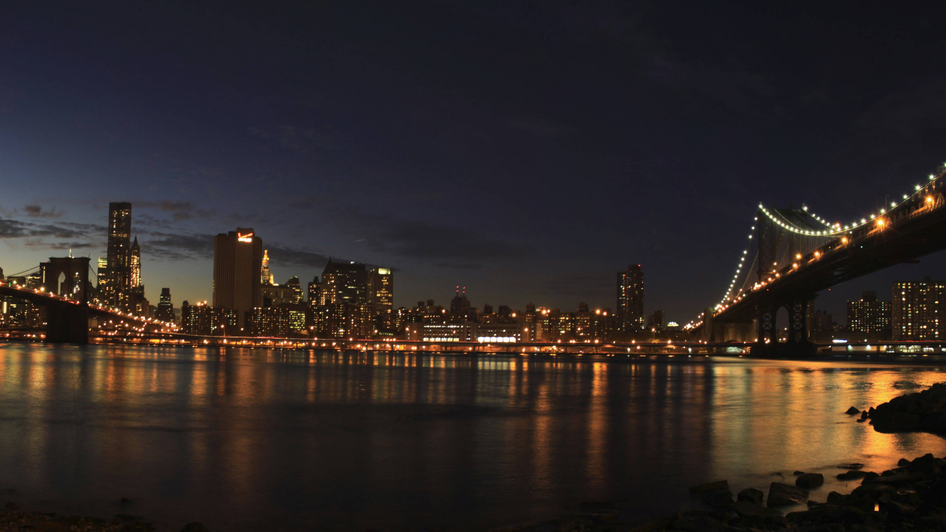 Horizonte de la Ciudad Durante la Noche. Wallpaper in 1920x1080 Resolution