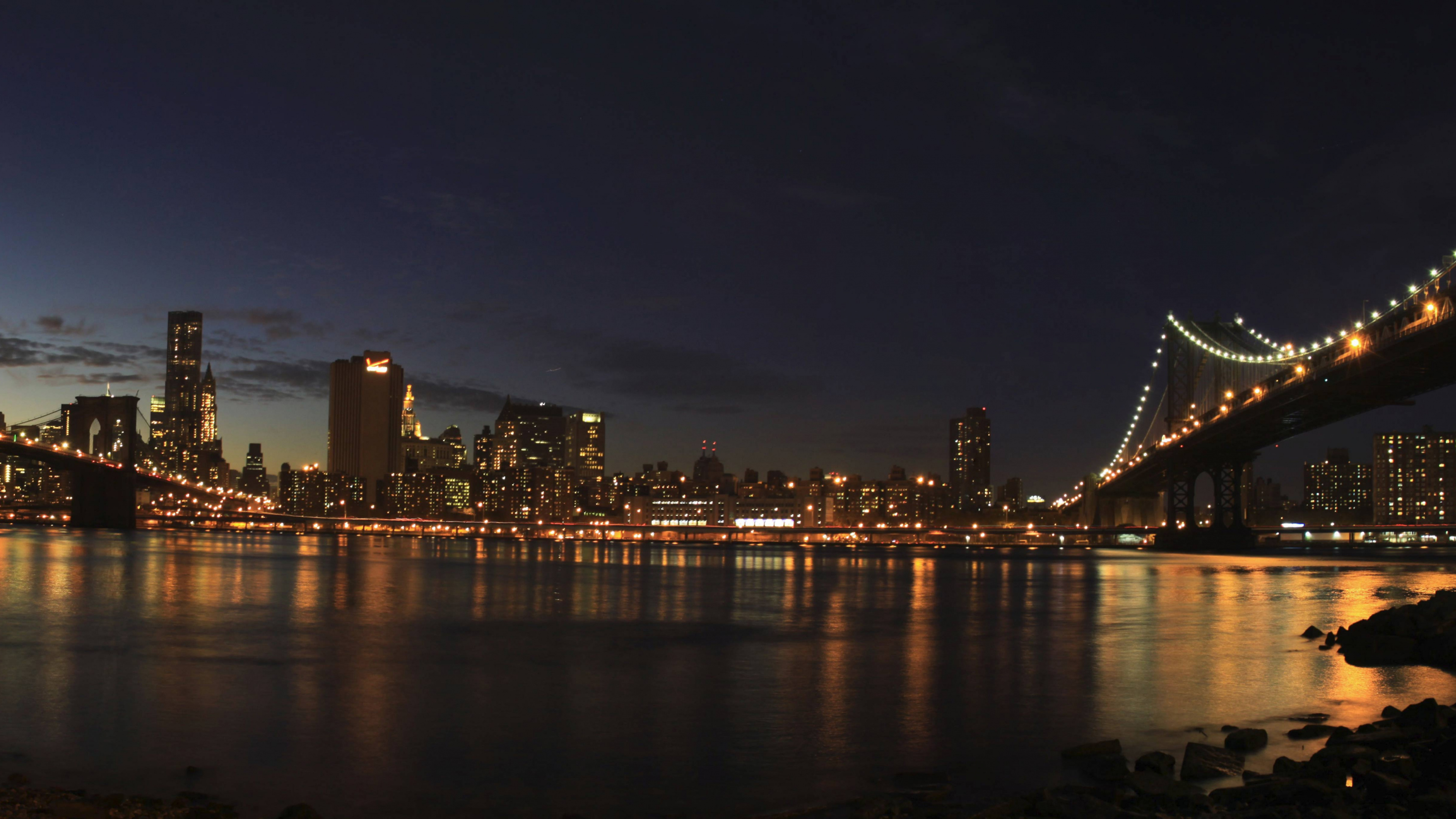 Skyline Der Stadt Bei Nacht Night. Wallpaper in 3840x2160 Resolution