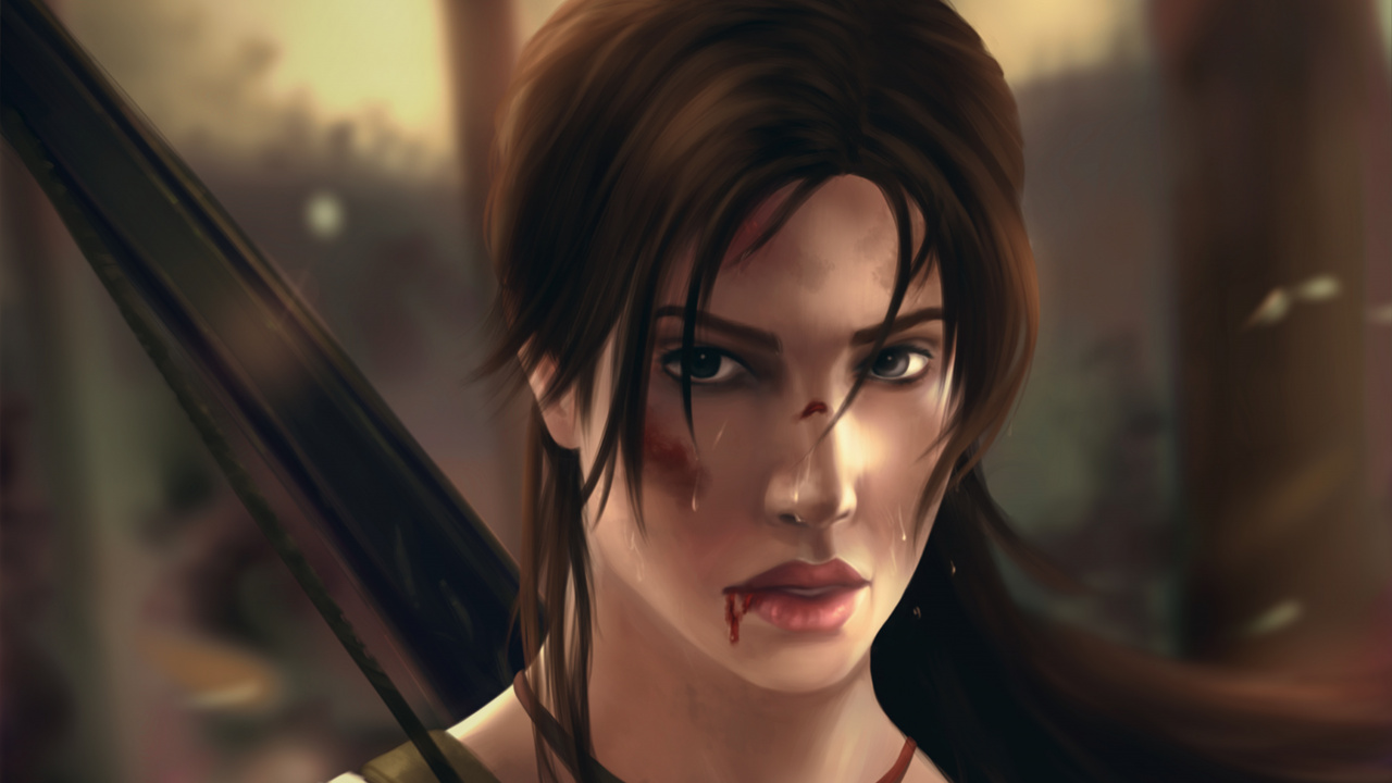 Lara Croft, Arte, Cabello, Peinado, Cabello Castaño. Wallpaper in 1280x720 Resolution