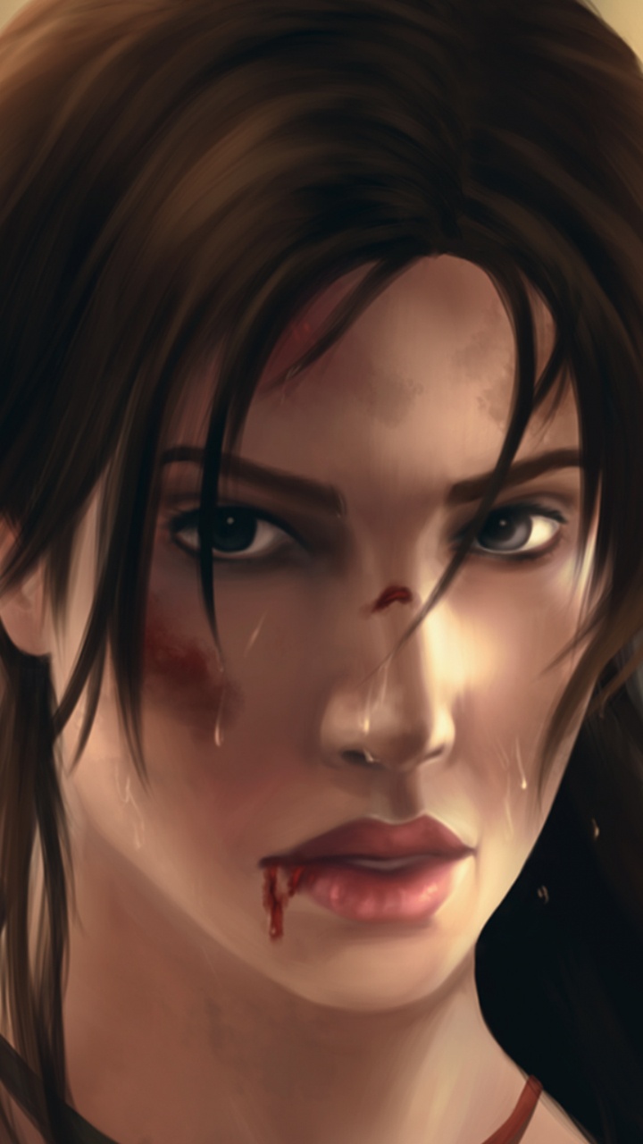 Lara Croft, Arte, Cabello, Peinado, Cabello Castaño. Wallpaper in 720x1280 Resolution