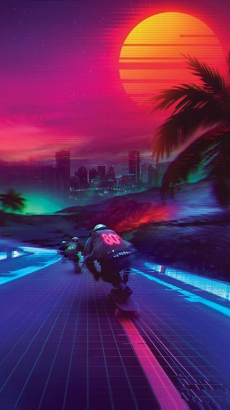 Aesthetics, Vaporwave, Synthwave Midnight Outrun, Synthwave, Poster. Wallpaper in 750x1334 Resolution