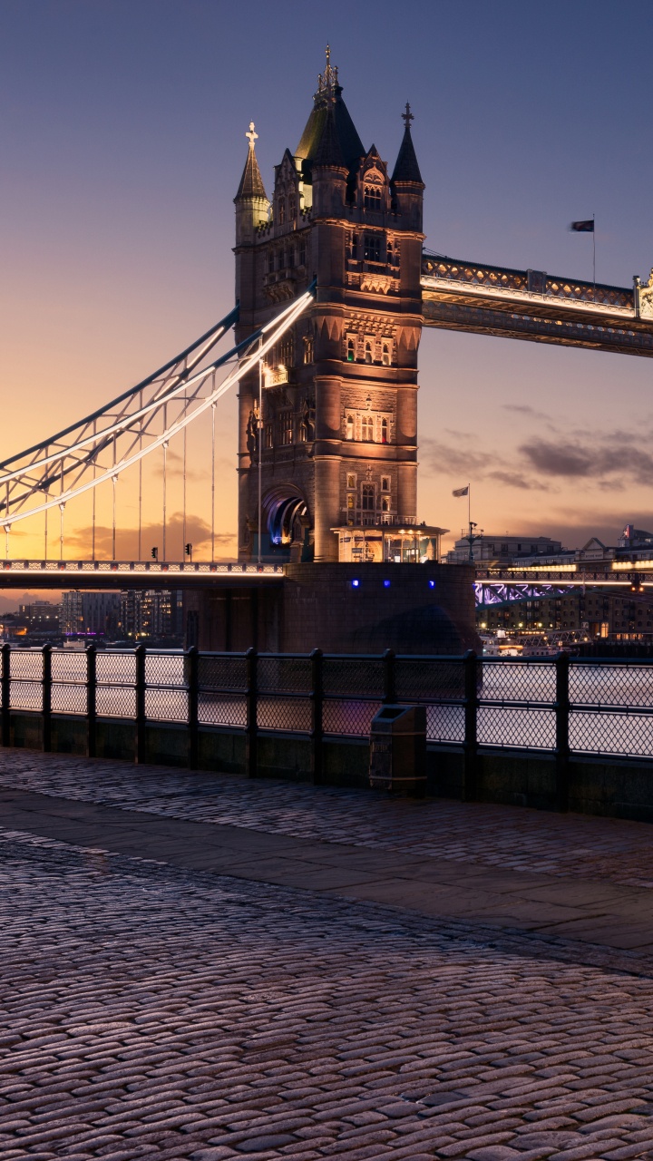 Bridge Over Water During Night Time. Wallpaper in 720x1280 Resolution