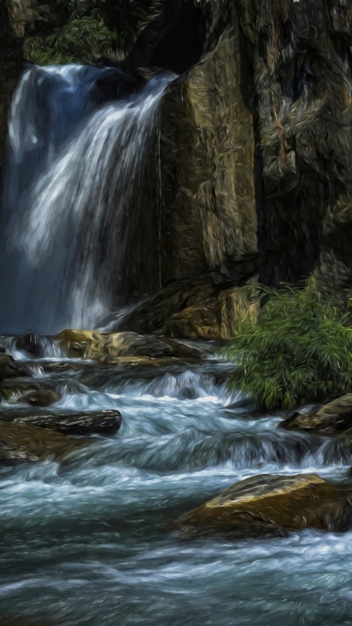 Water Falls on Rocky Mountain. Wallpaper in 720x1280 Resolution