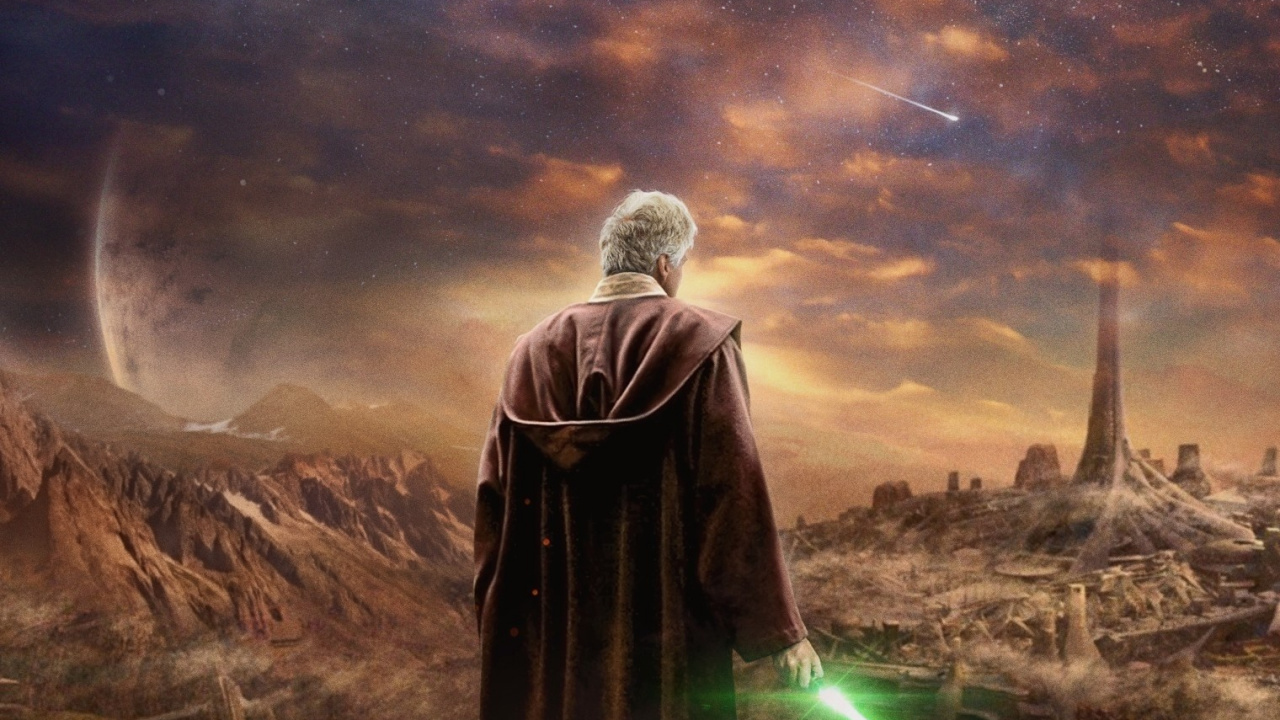 Man in Black Robe Holding Green Light. Wallpaper in 1280x720 Resolution