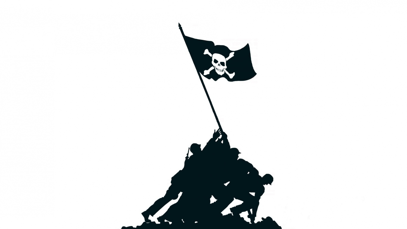 Silhouette Des Mannes, Der Auf Einem Pferd Mit Flagge Reitet. Wallpaper in 1366x768 Resolution