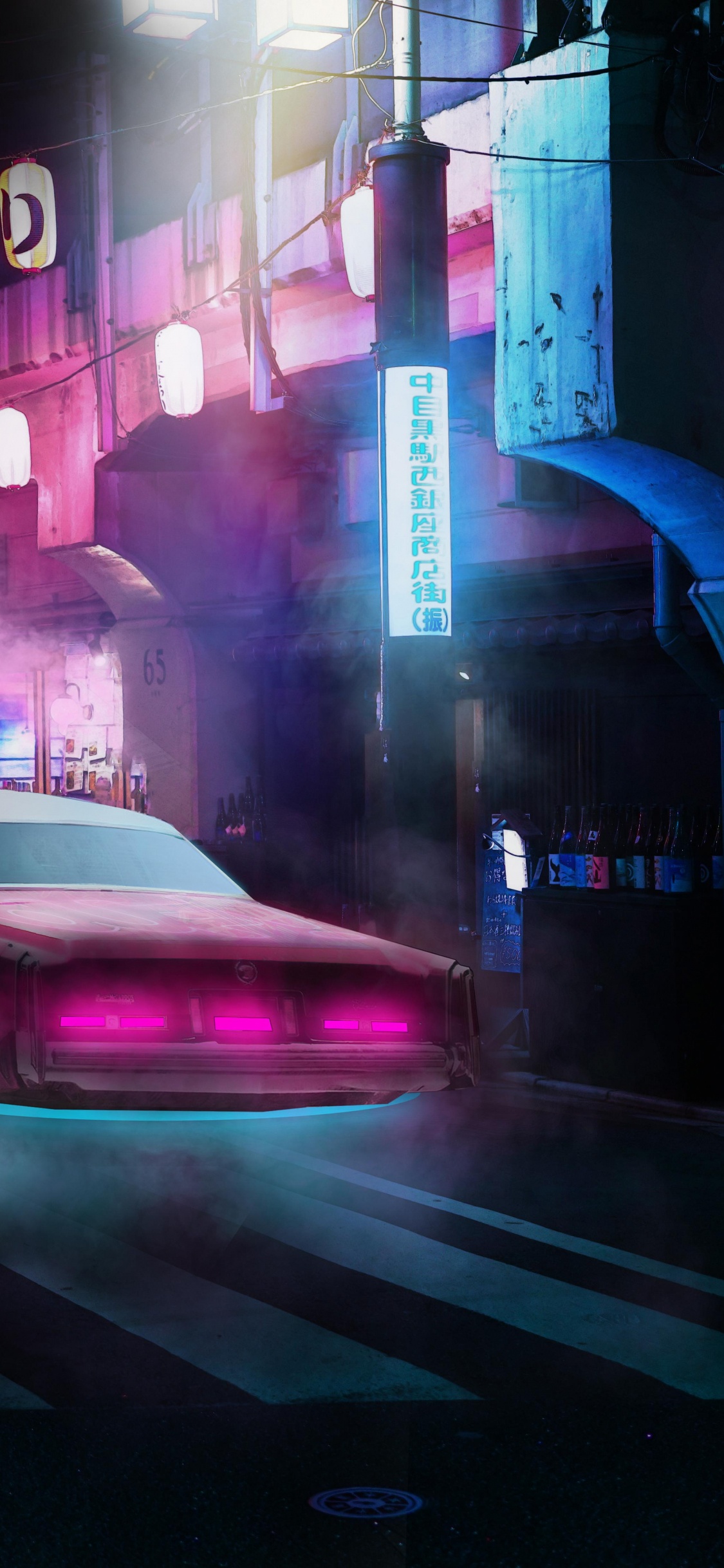 Nacht, Car, Automotive Lighting, Tire, Purpur. Wallpaper in 1125x2436 Resolution