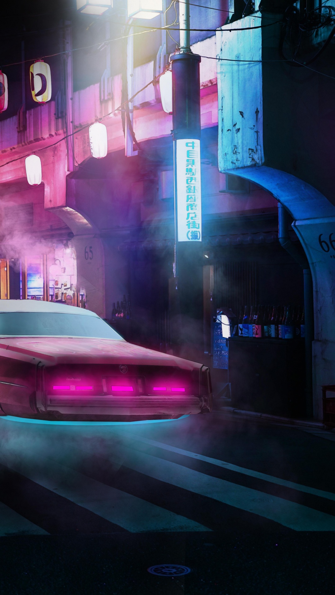 Night, Cars, Automotive Lighting, Tire, Purple. Wallpaper in 1080x1920 Resolution