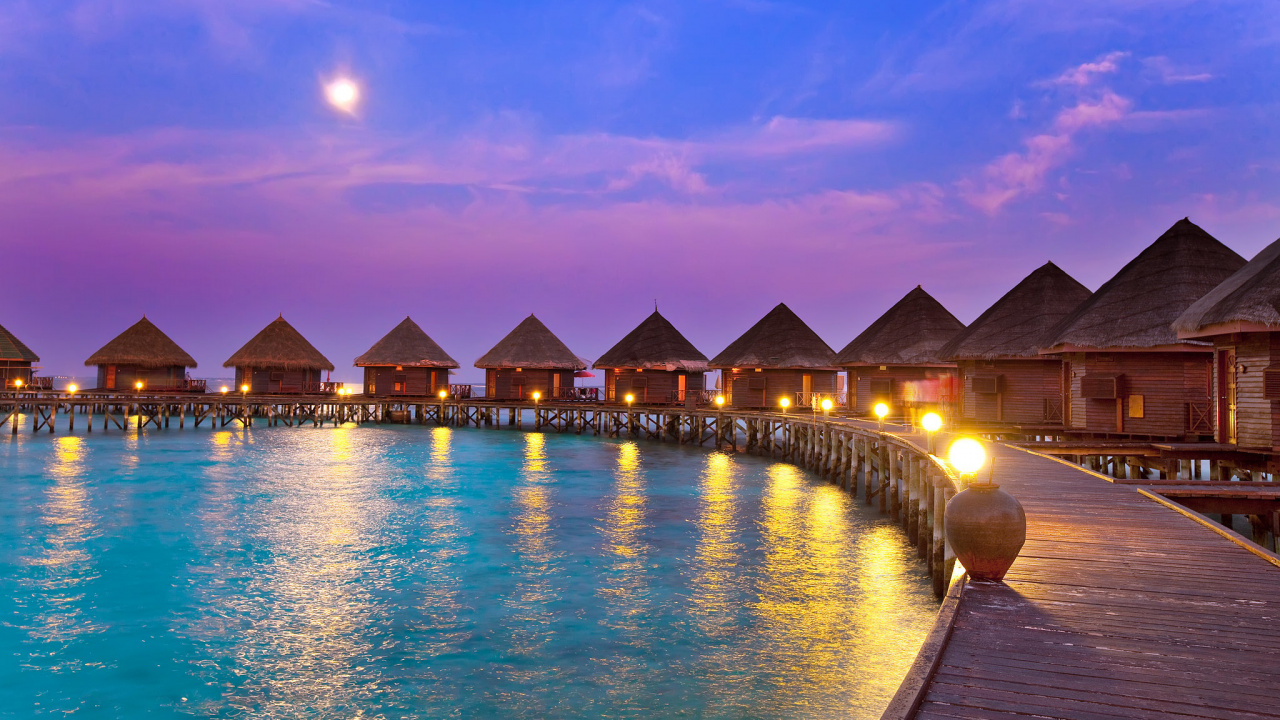 Brown Wooden Dock on Water During Sunset. Wallpaper in 1280x720 Resolution