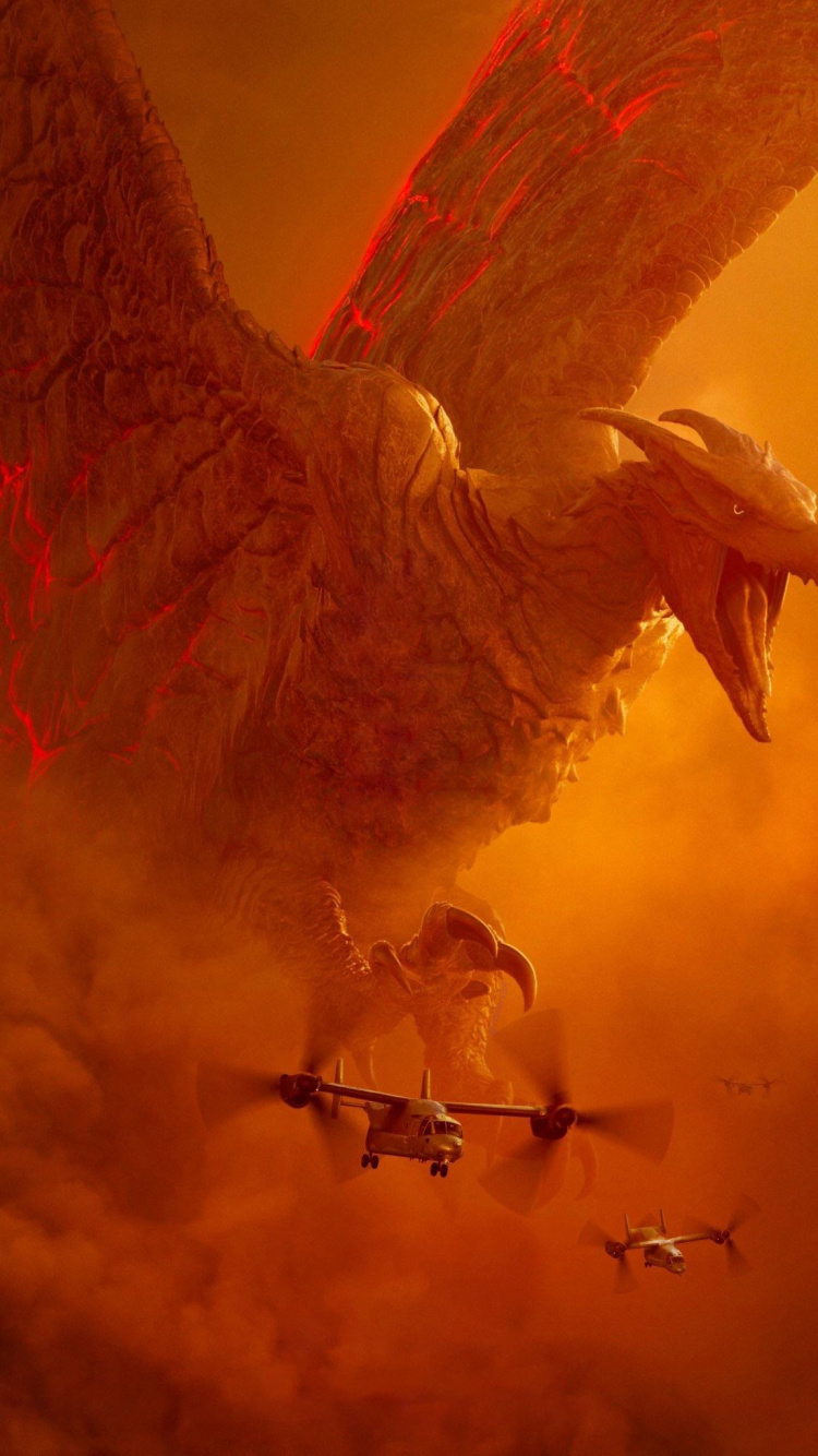 Rodan Godzilla, Rodan, Godzilla, King Ghidorah, Mothra. Wallpaper in 750x1334 Resolution