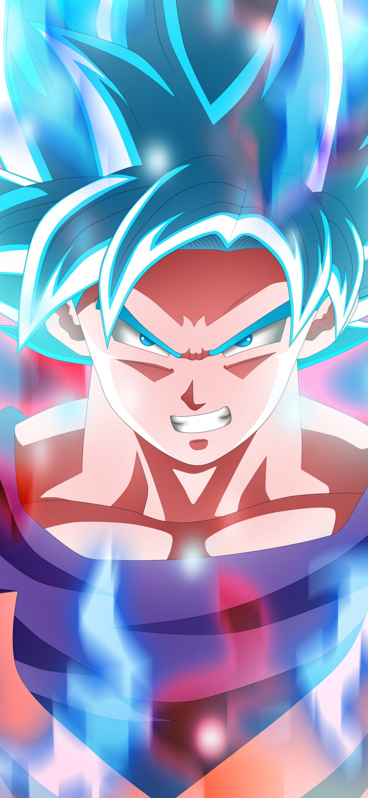 Blauhaariger Männlicher Anime-Charakter. Wallpaper in 1242x2688 Resolution