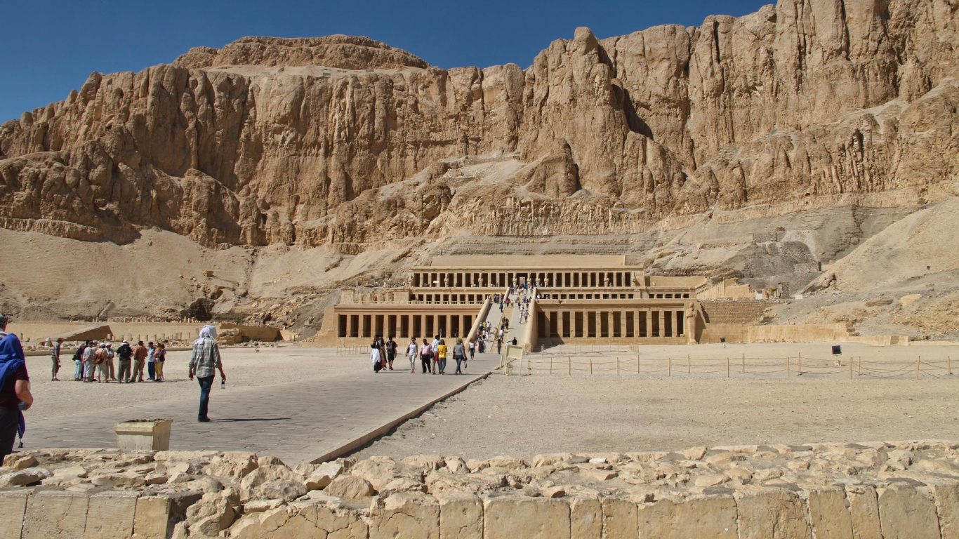 祭庙, 古埃及, 荒地, Wadi, 古代历史 壁纸 1366x768 允许