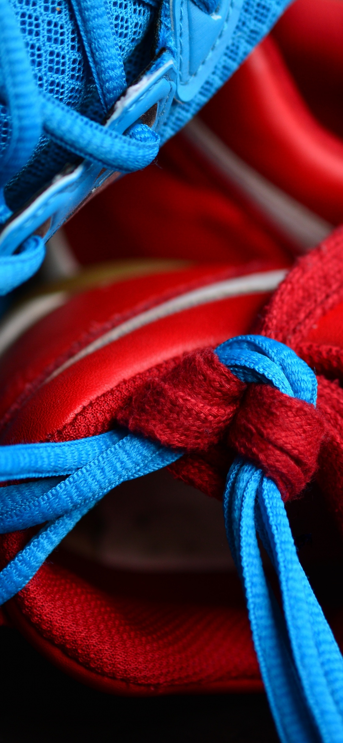 Red and Blue Lace up Shoes. Wallpaper in 1125x2436 Resolution