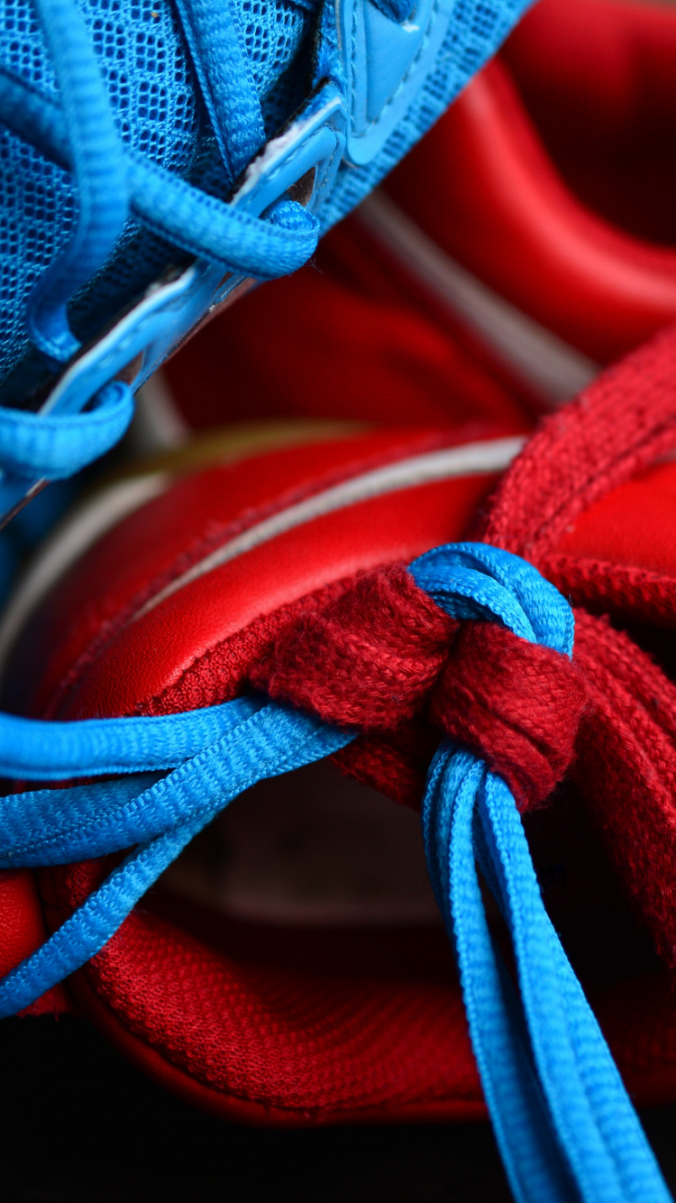Red and Blue Lace up Shoes. Wallpaper in 750x1334 Resolution