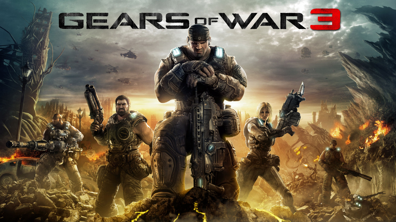Gears of War 3, Epic Games, Xbox 360, Xbox One, Soldado. Wallpaper in 1366x768 Resolution