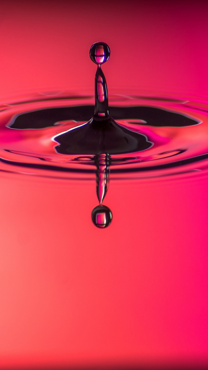 Water, Drop, Red, Liquid, Pink. Wallpaper in 720x1280 Resolution