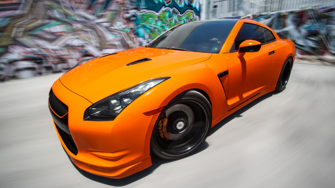 2010 日产 GT-R, 日产, 超级跑车, 橙色, 日产天际线 壁纸 1280x720 允许