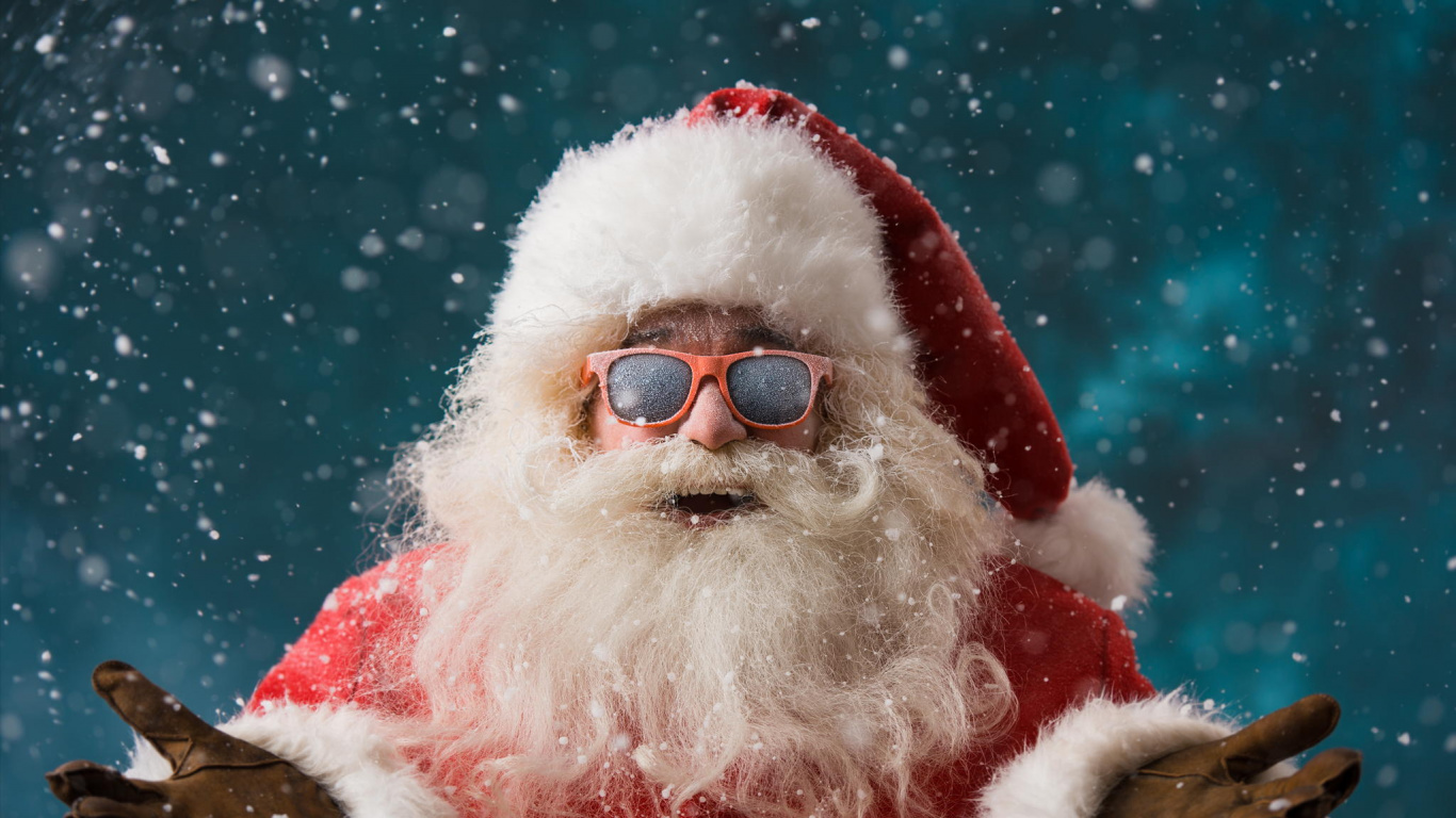 Weihnachtsmann, Weihnachten, Gesichtsbehaarung, Kehllappen, Fiktiver Charakter. Wallpaper in 1366x768 Resolution