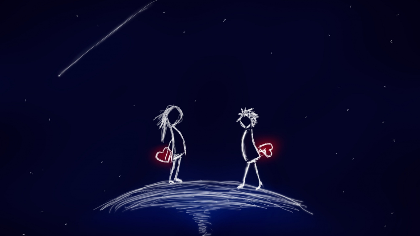 Woman in Black Dress Illustration. Wallpaper in 1366x768 Resolution