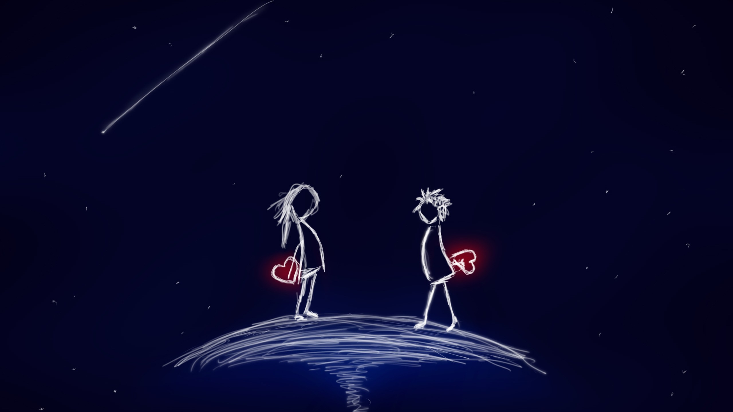 Woman in Black Dress Illustration. Wallpaper in 2560x1440 Resolution