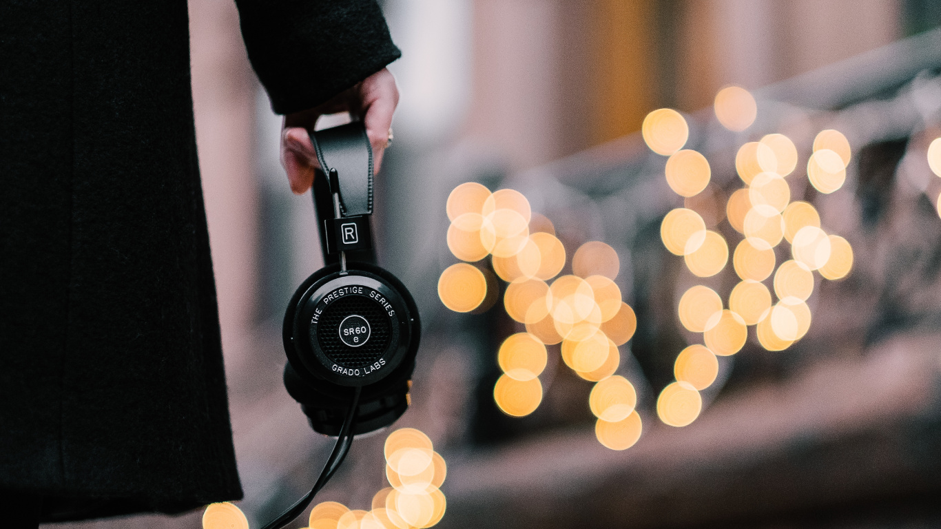 Headphones, Audio Equipment, Yellow, Gadget, Technology. Wallpaper in 1366x768 Resolution