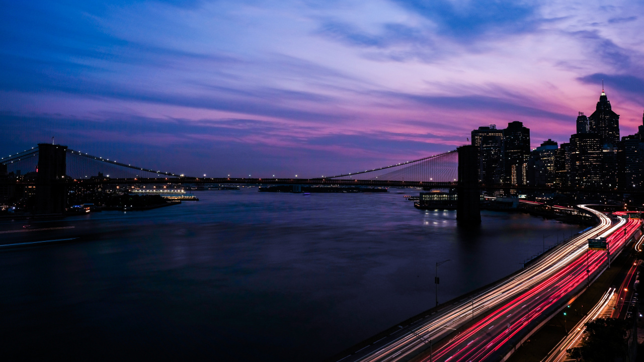 Bridge Over Water During Sunset. Wallpaper in 1280x720 Resolution