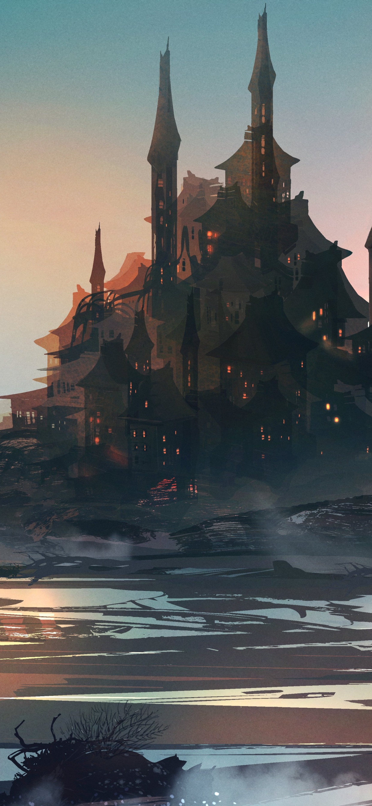 艺术, 气氛, 城堡, 画布, 天空 壁纸 1242x2688 允许