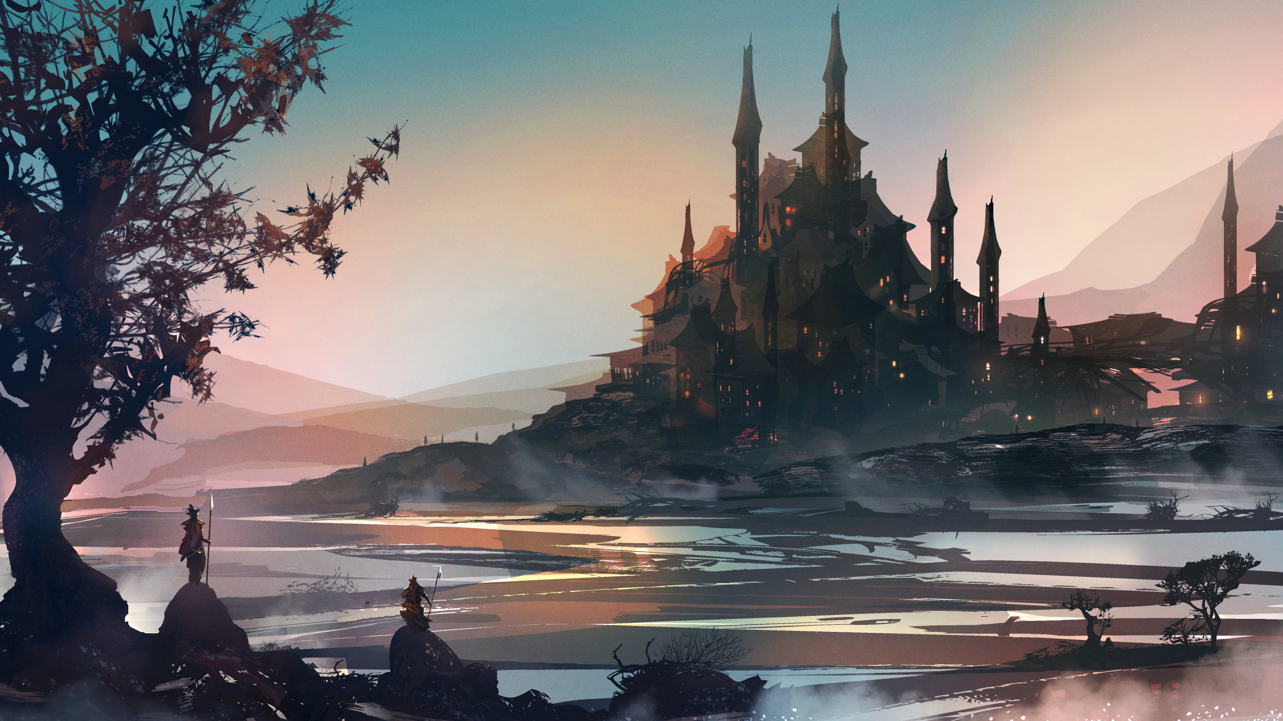 艺术, 气氛, 城堡, 画布, 天空 壁纸 2560x1440 允许