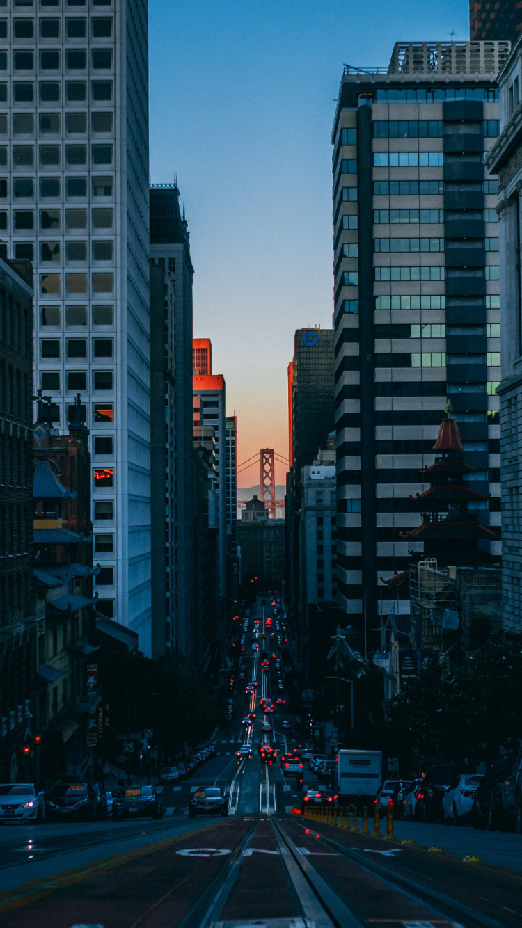 San Francisco Cable Car System, California Street, Building, Skyscraper, Daytime. Wallpaper in 750x1334 Resolution