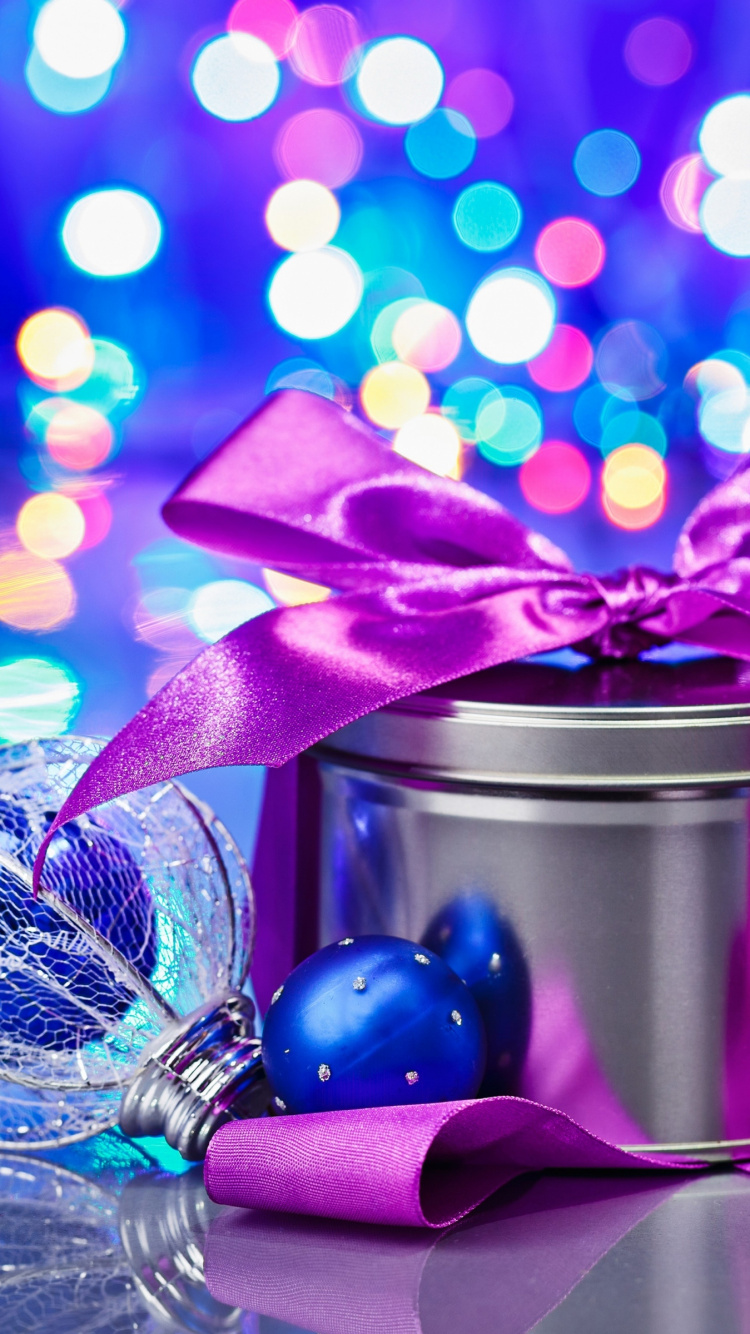 圣诞节那天, 新的一年, 紫色的, 紫罗兰色, 粉红色 壁纸 750x1334 允许