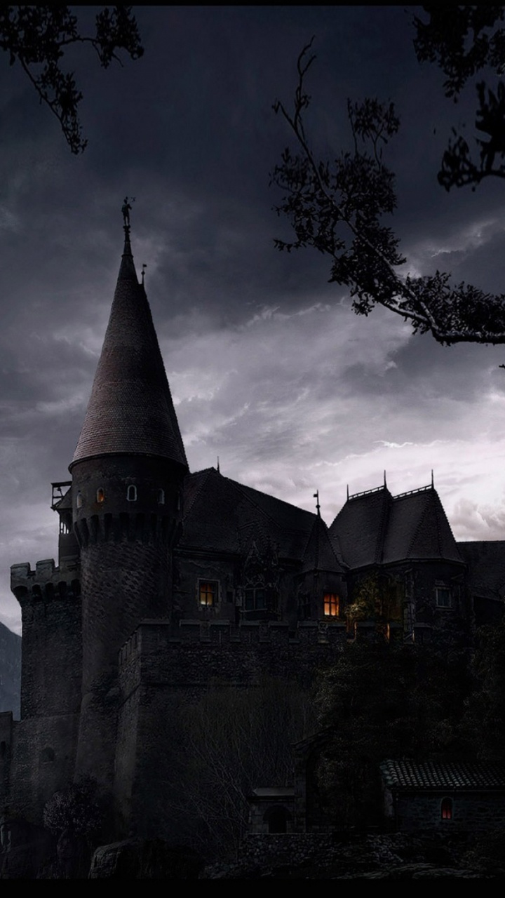 Gray Concrete Castle Under Gray Clouds. Wallpaper in 720x1280 Resolution