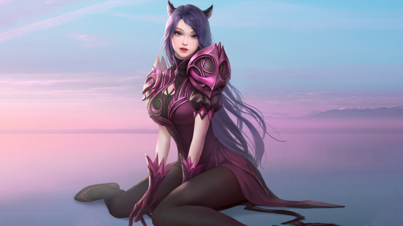 Frau im Rot-weiß Gepunkteten Kleid. Wallpaper in 1366x768 Resolution