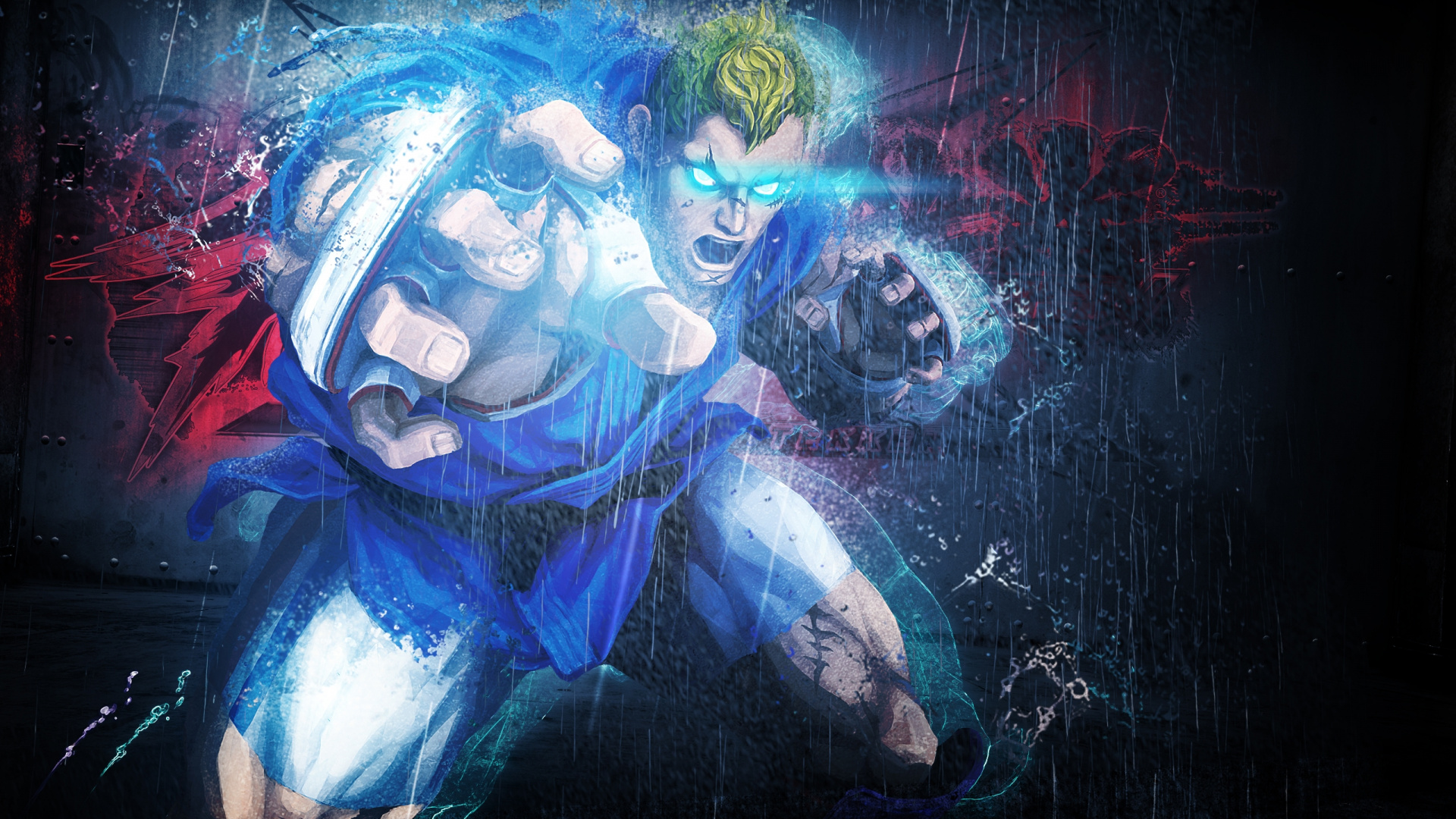 Ryu, Espace, Blue, Chun Li, Effets Spéciaux. Wallpaper in 1920x1080 Resolution