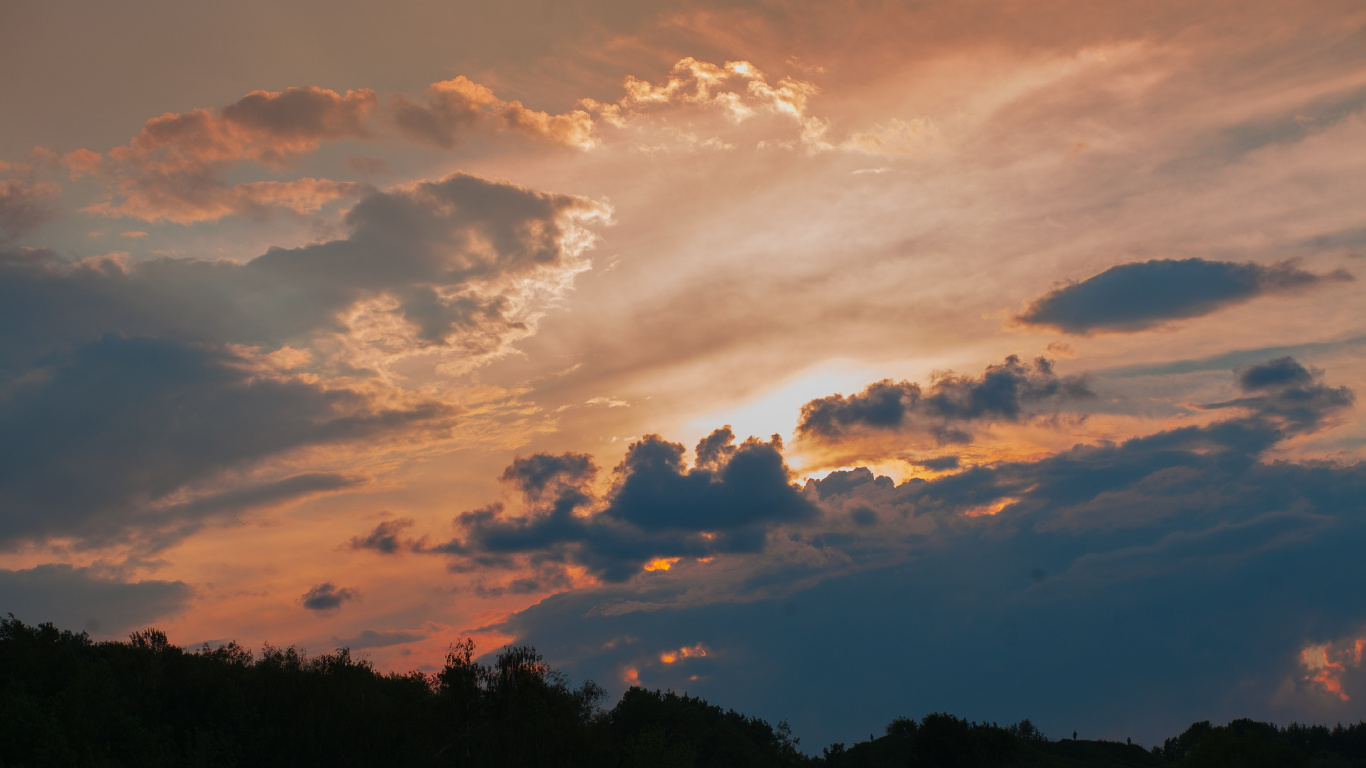 Afterglow, Soir, Cumulus, Horizon, la Journée. Wallpaper in 1366x768 Resolution