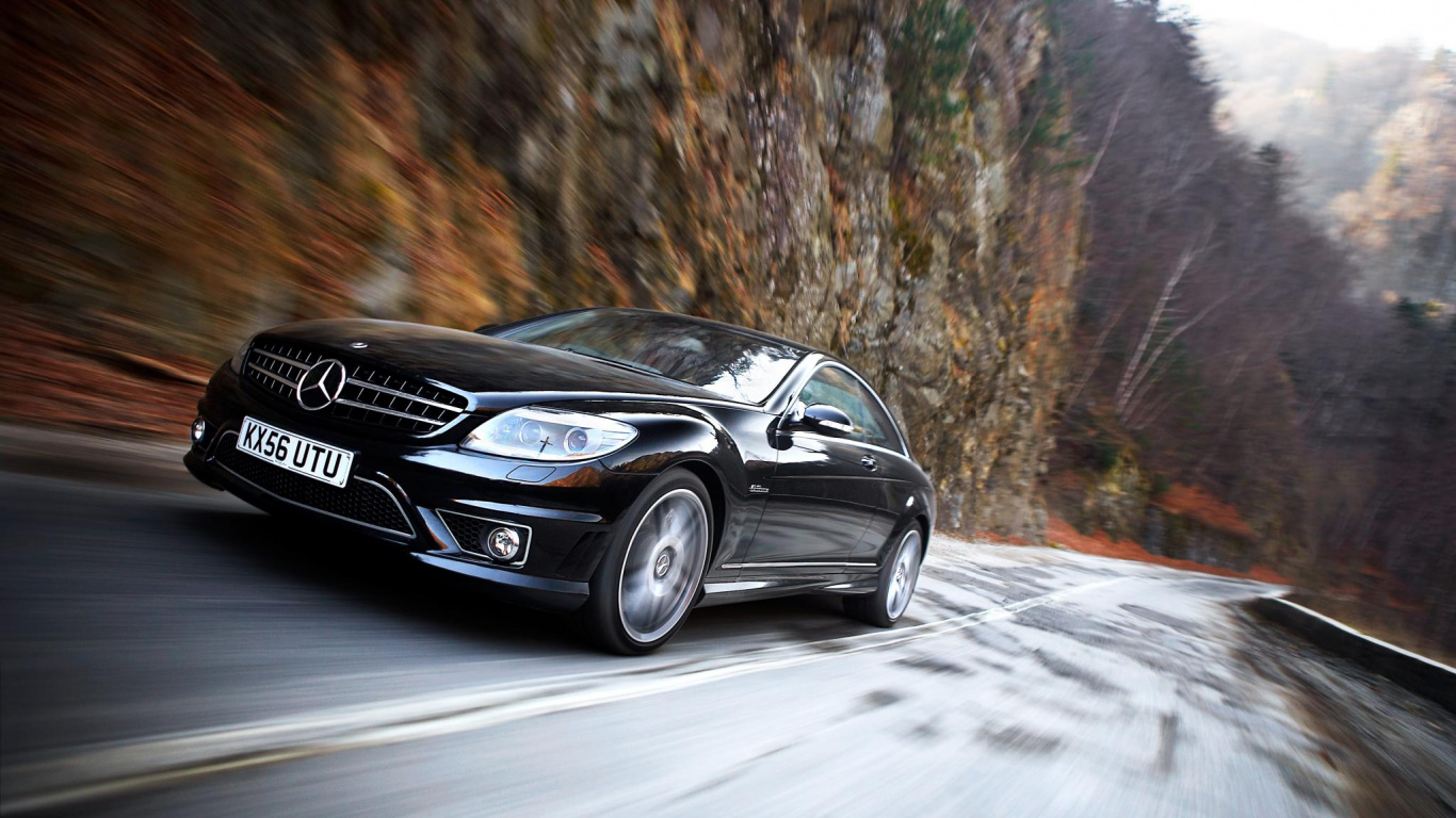 Black Mercedes Benz Coupe on Road During Daytime. Wallpaper in 1366x768 Resolution