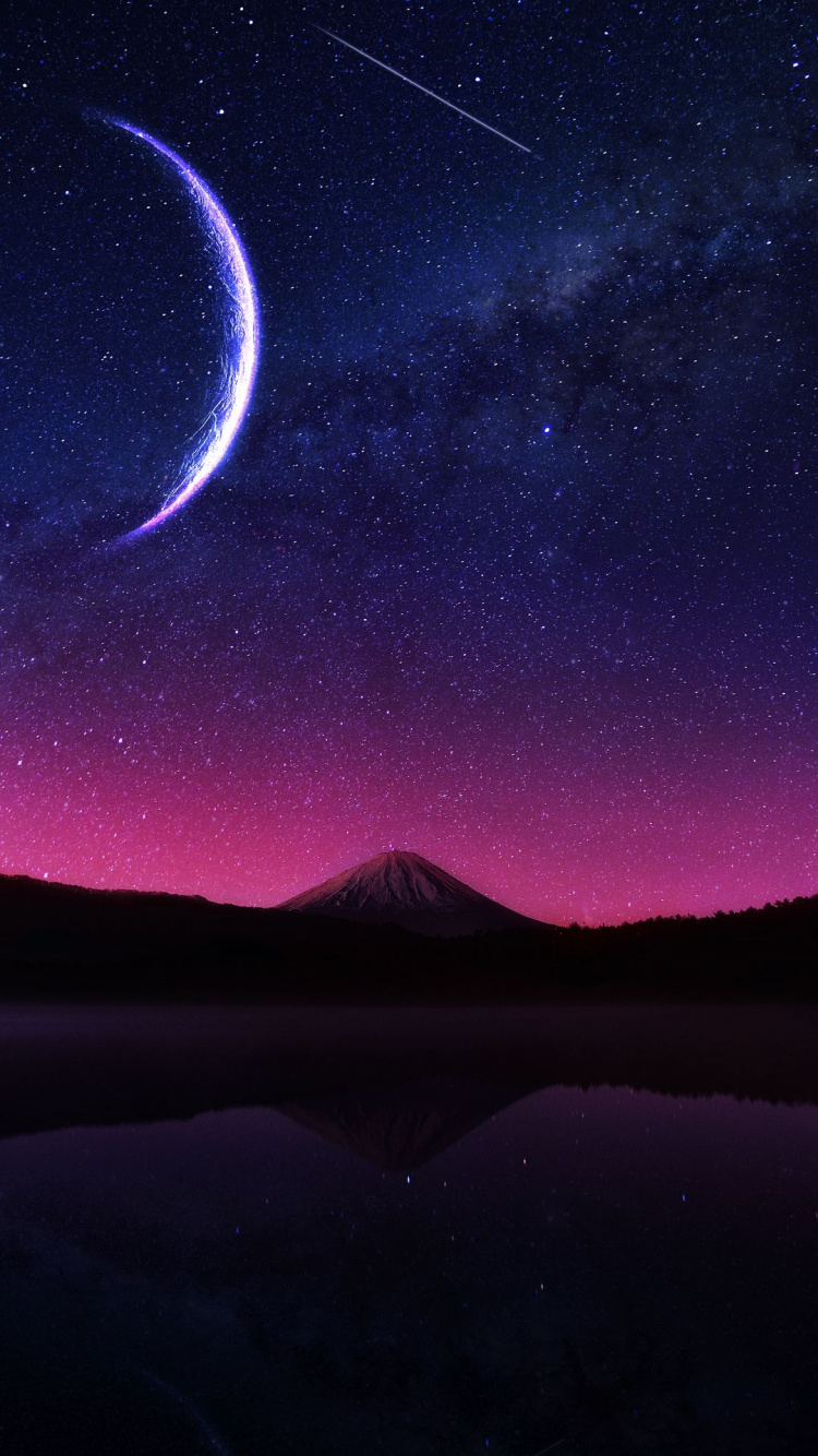 气氛, 性质, 自然景观, 月亮, Crescent 壁纸 750x1334 允许