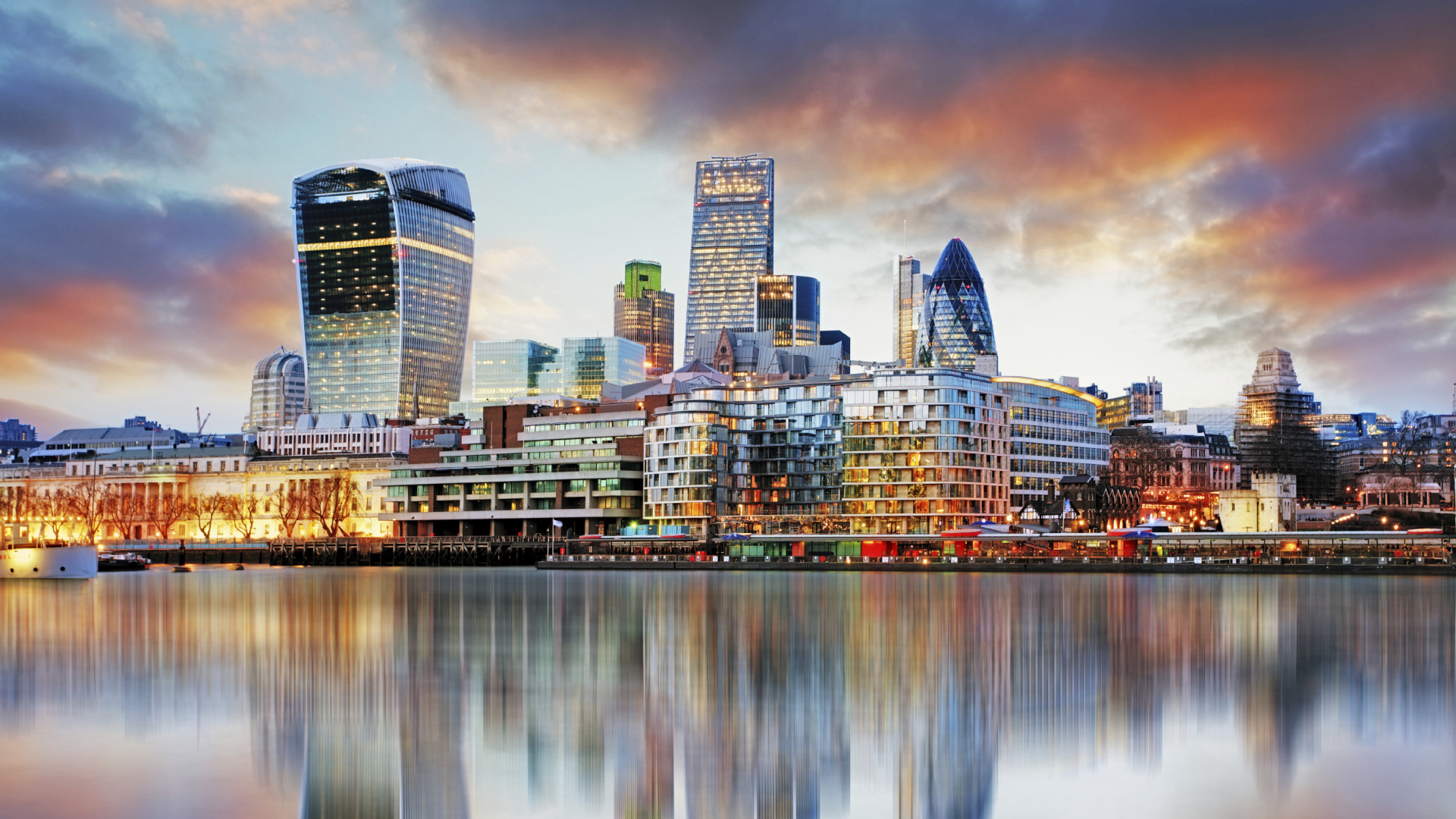 City Skyline Across Body of Water During Night Time. Wallpaper in 1920x1080 Resolution