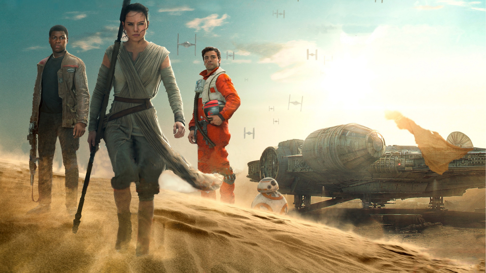 Rey, Finn, Star Wars, Fun, Vacation. Wallpaper in 1920x1080 Resolution