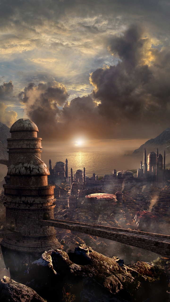 Edificio de Hormigón Marrón Cerca Del Cuerpo de Agua Durante el Día. Wallpaper in 720x1280 Resolution