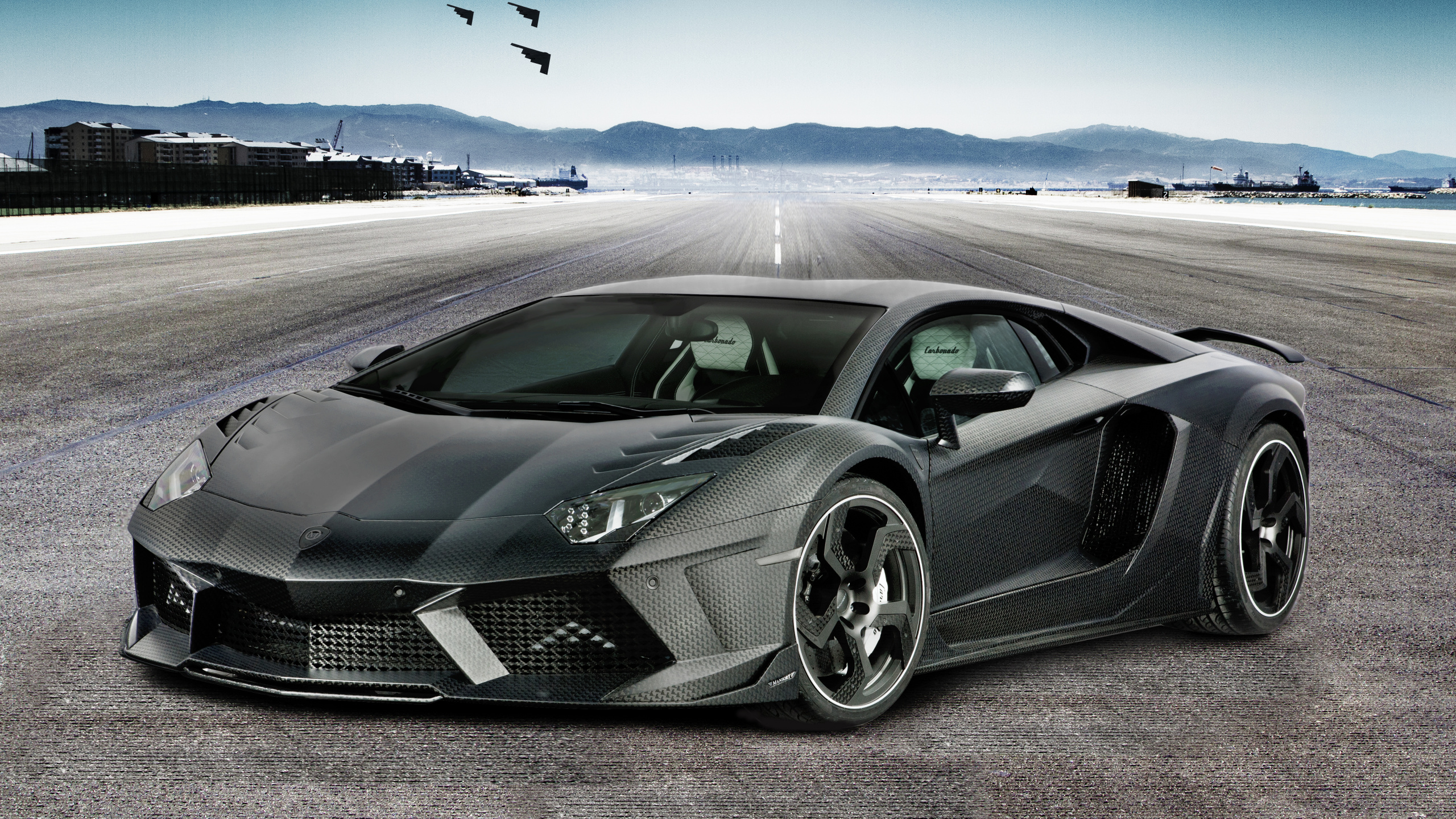 Mansory Aventador Carbonado, Lamborghini, Car, Lamborghini Aventador, Sportwagen. Wallpaper in 2560x1440 Resolution