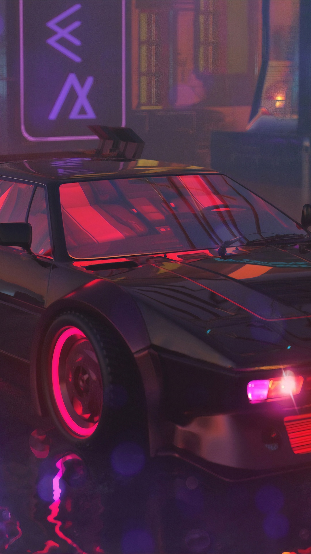 Schwarzer Porsche 911 in Der Nacht in Der Nähe Des Gebäudes Geparkt. Wallpaper in 1080x1920 Resolution