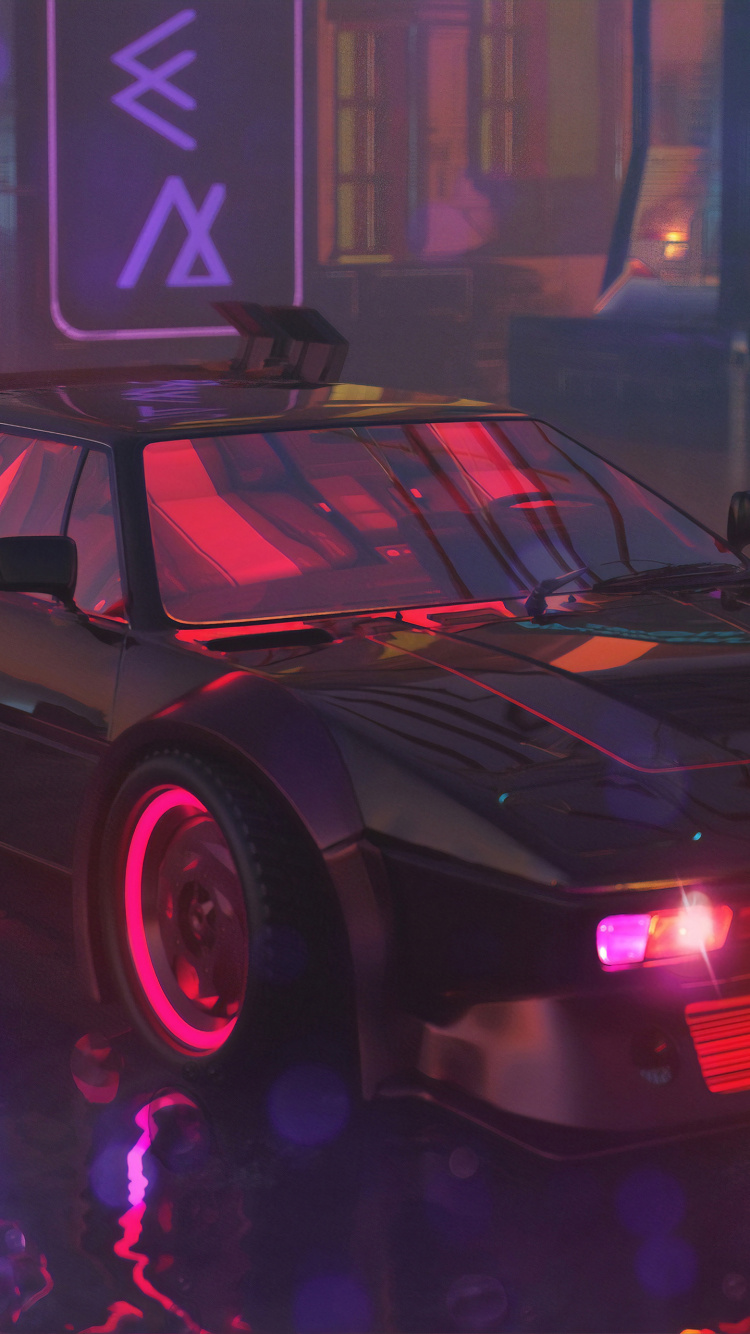 Schwarzer Porsche 911 in Der Nacht in Der Nähe Des Gebäudes Geparkt. Wallpaper in 750x1334 Resolution