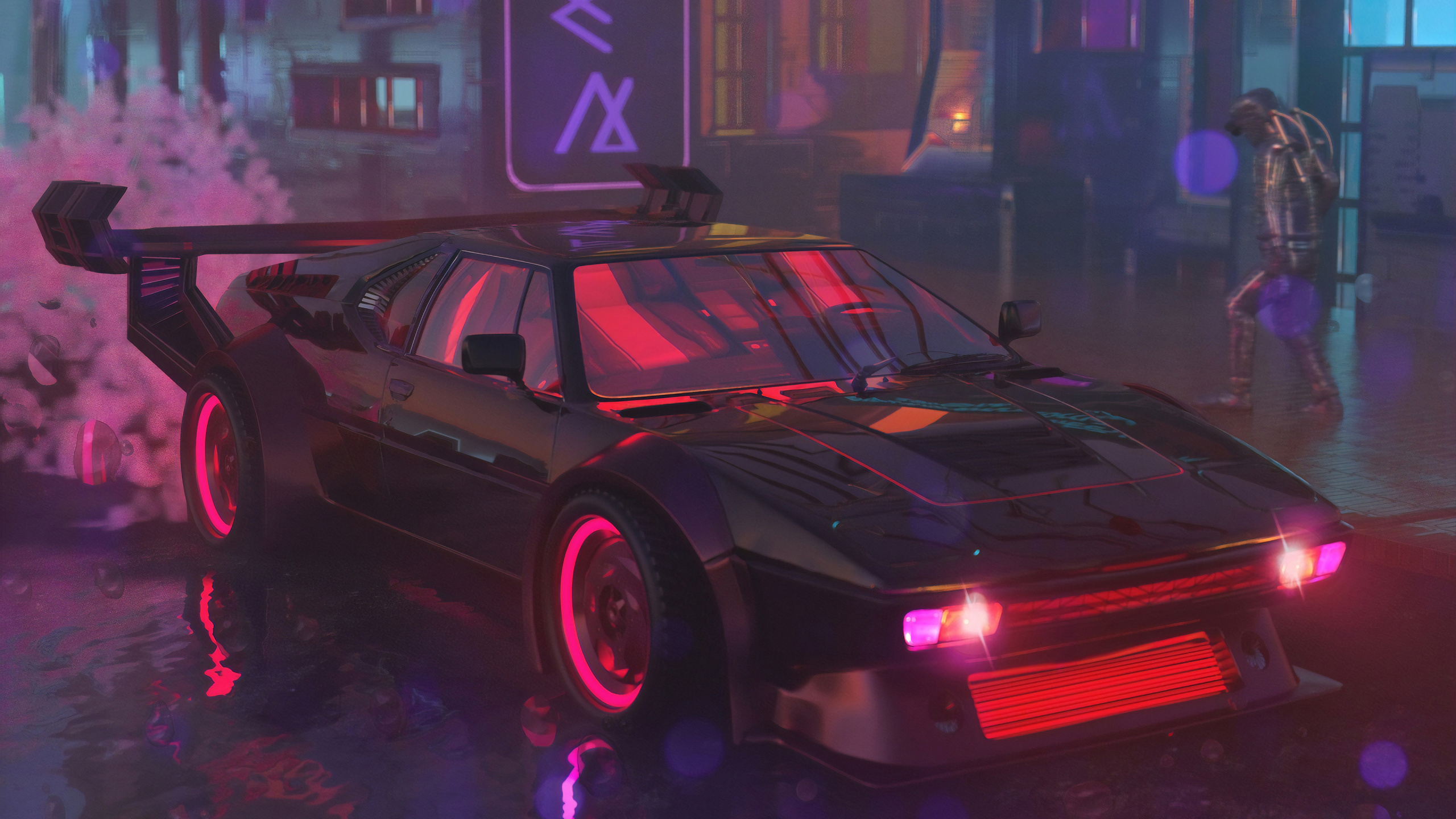 Black Porsche 911 Parked Near Building During Night Time. Wallpaper in 2560x1440 Resolution