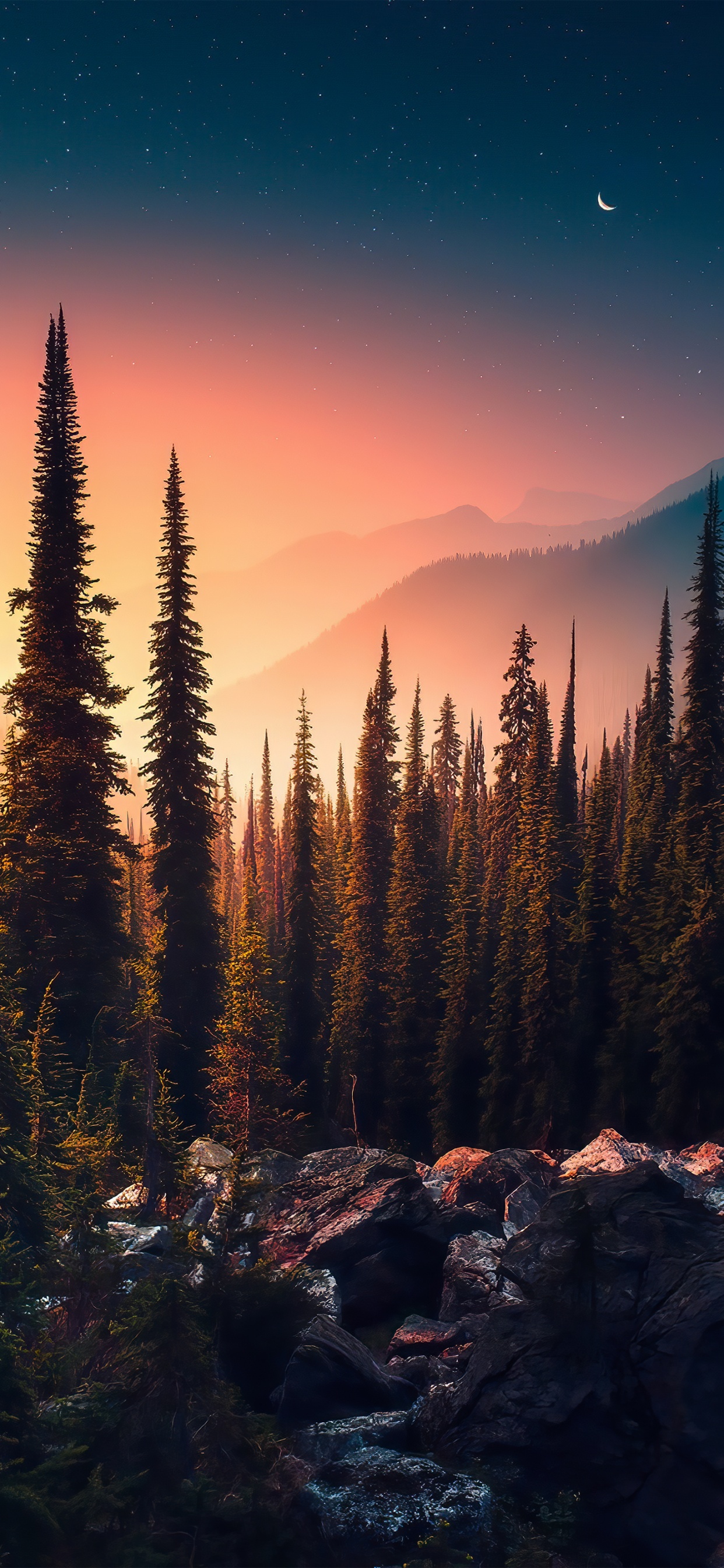 Nature, Art, la Peinture de Paysage, Atmosphère, Afterglow. Wallpaper in 1242x2688 Resolution