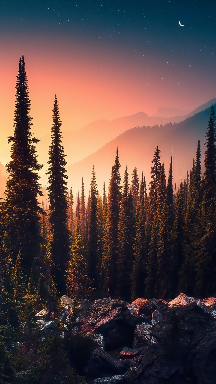 Nature, Art, la Peinture de Paysage, Atmosphère, Afterglow. Wallpaper in 720x1280 Resolution