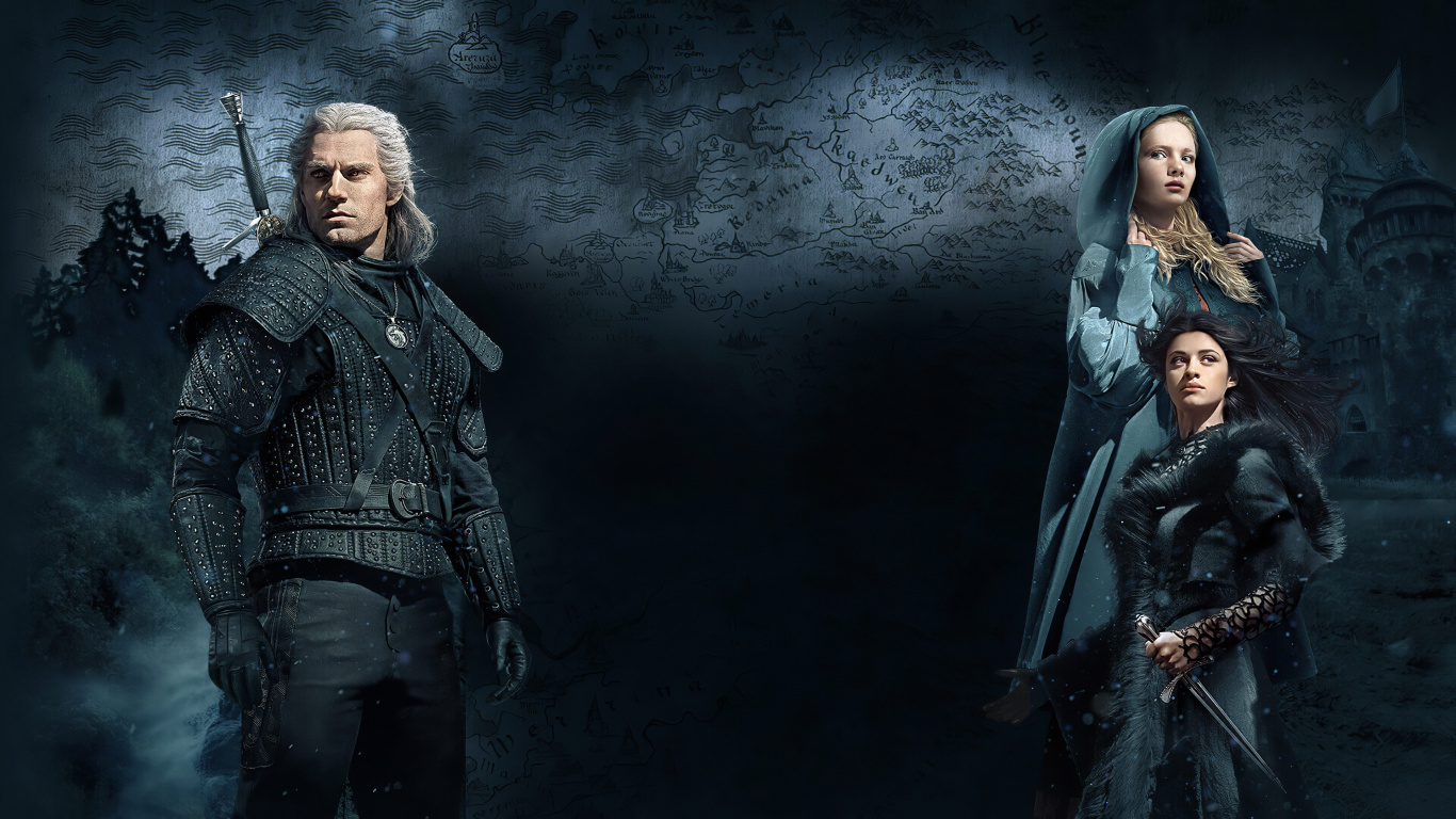 Henry Cavill, Mutter Chalotra, The Witcher, Geralt Von Riva, Yennefer. Wallpaper in 1366x768 Resolution