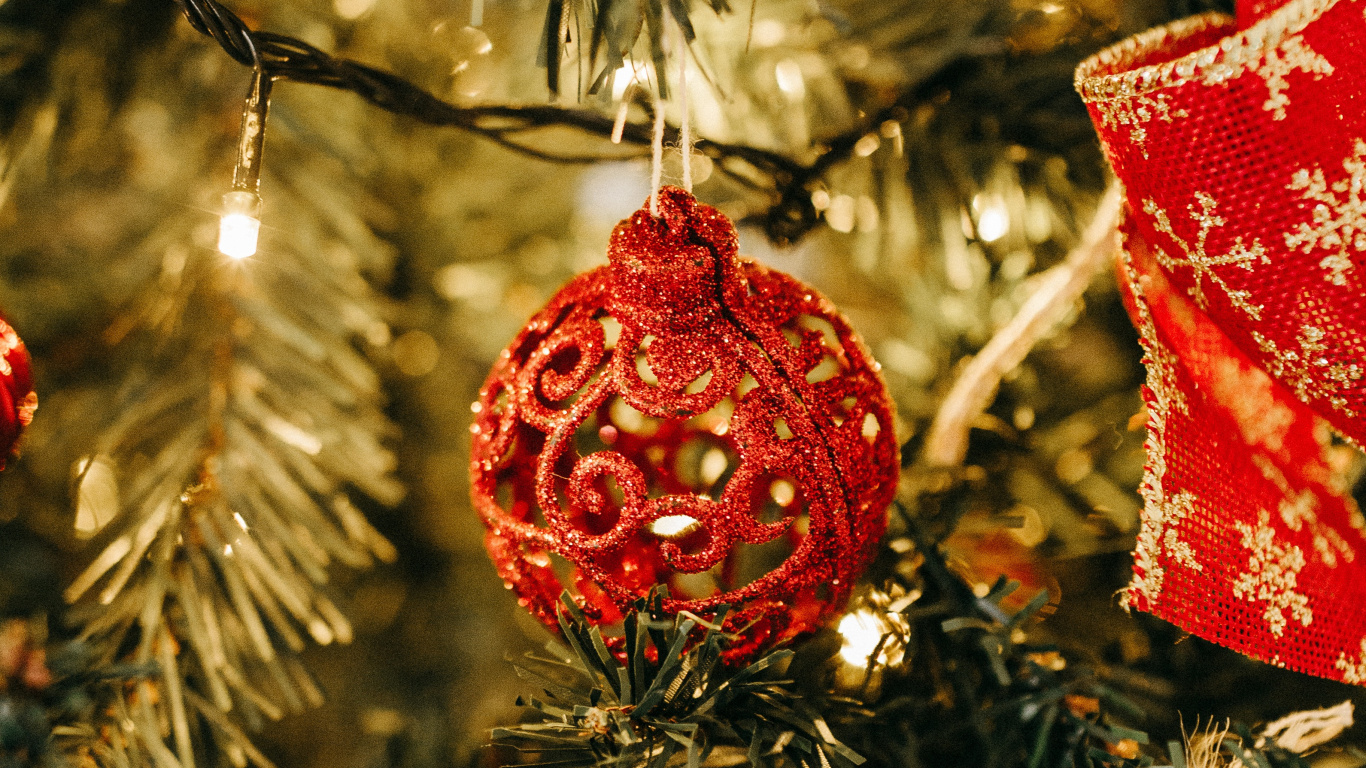 Verzierung, Weihnachten, Weihnachtsbeleuchtung, Heiligabend, Fichte. Wallpaper in 1366x768 Resolution