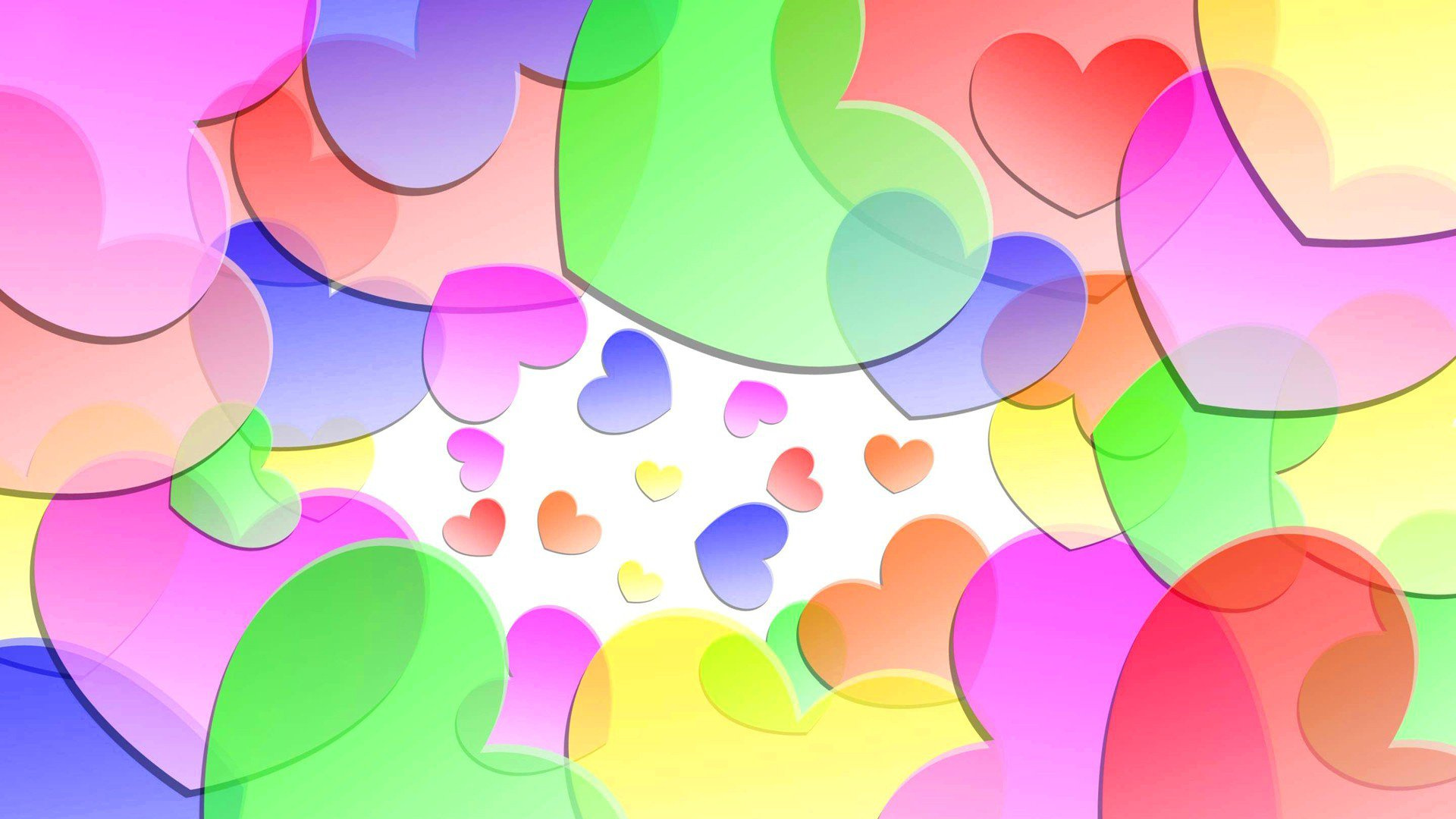 Illustration de Coeur Rose Violet et Vert. Wallpaper in 1920x1080 Resolution