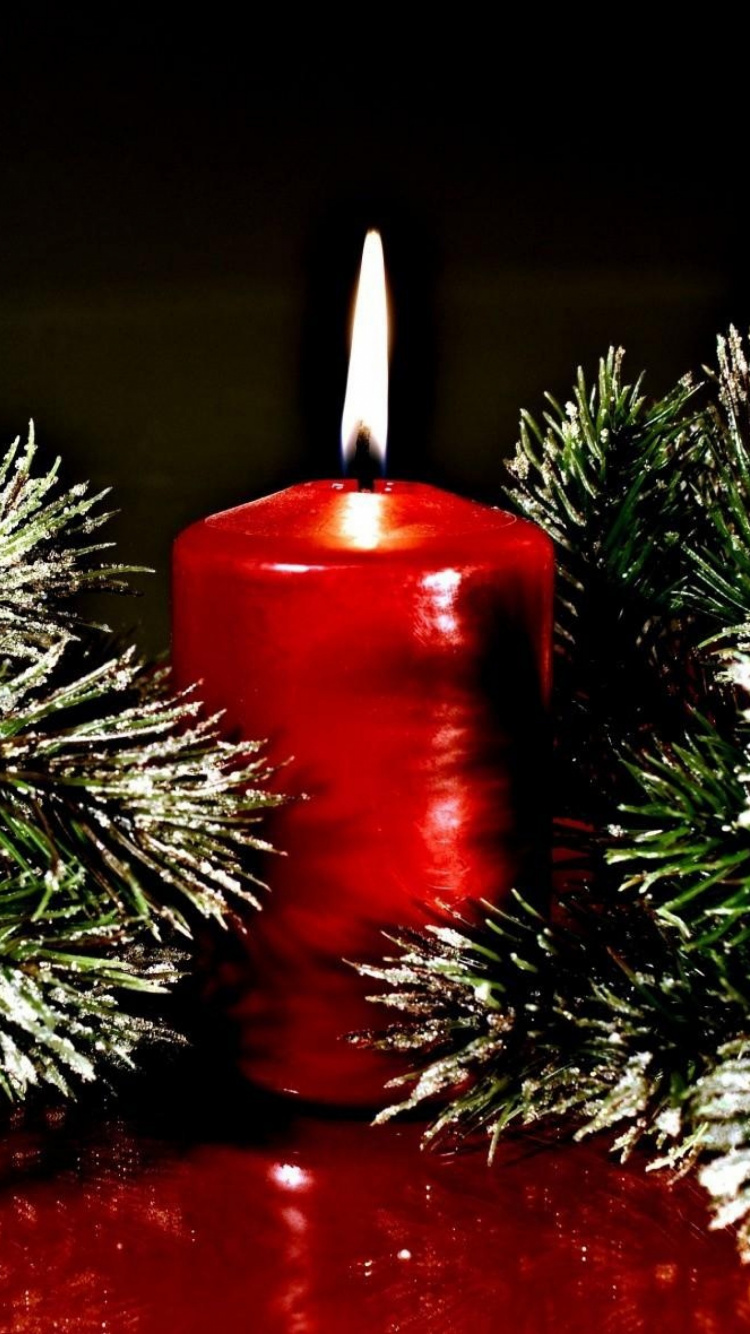 Candle, Christmas Day, Twig, Tree, Red. Wallpaper in 750x1334 Resolution