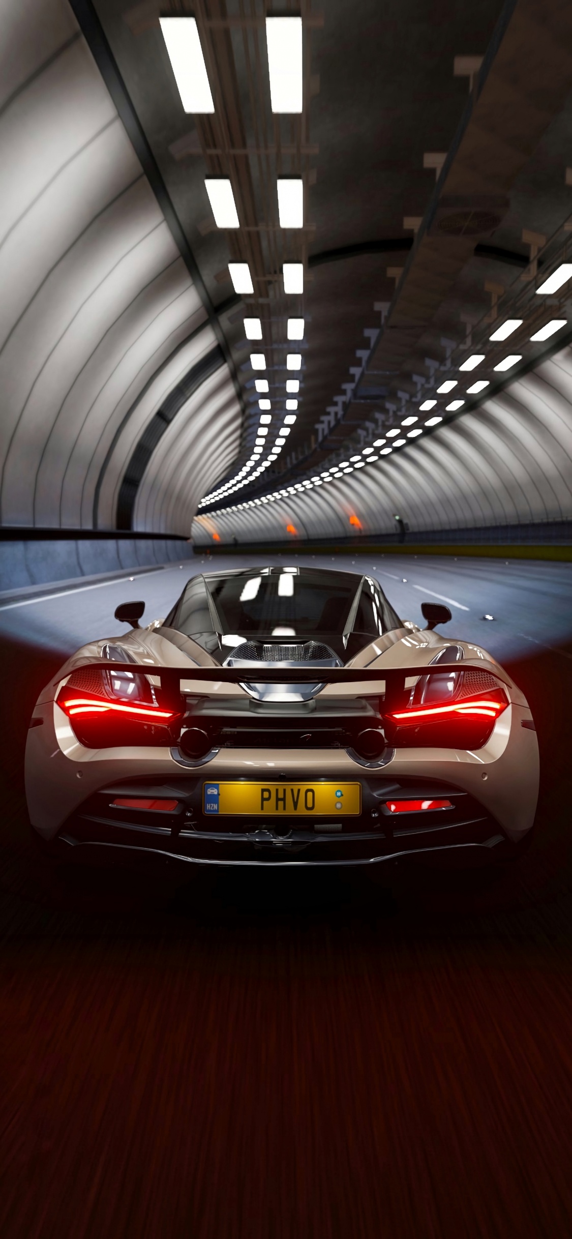 Roter Porsche 911 im Tunnel Geparkt. Wallpaper in 1125x2436 Resolution